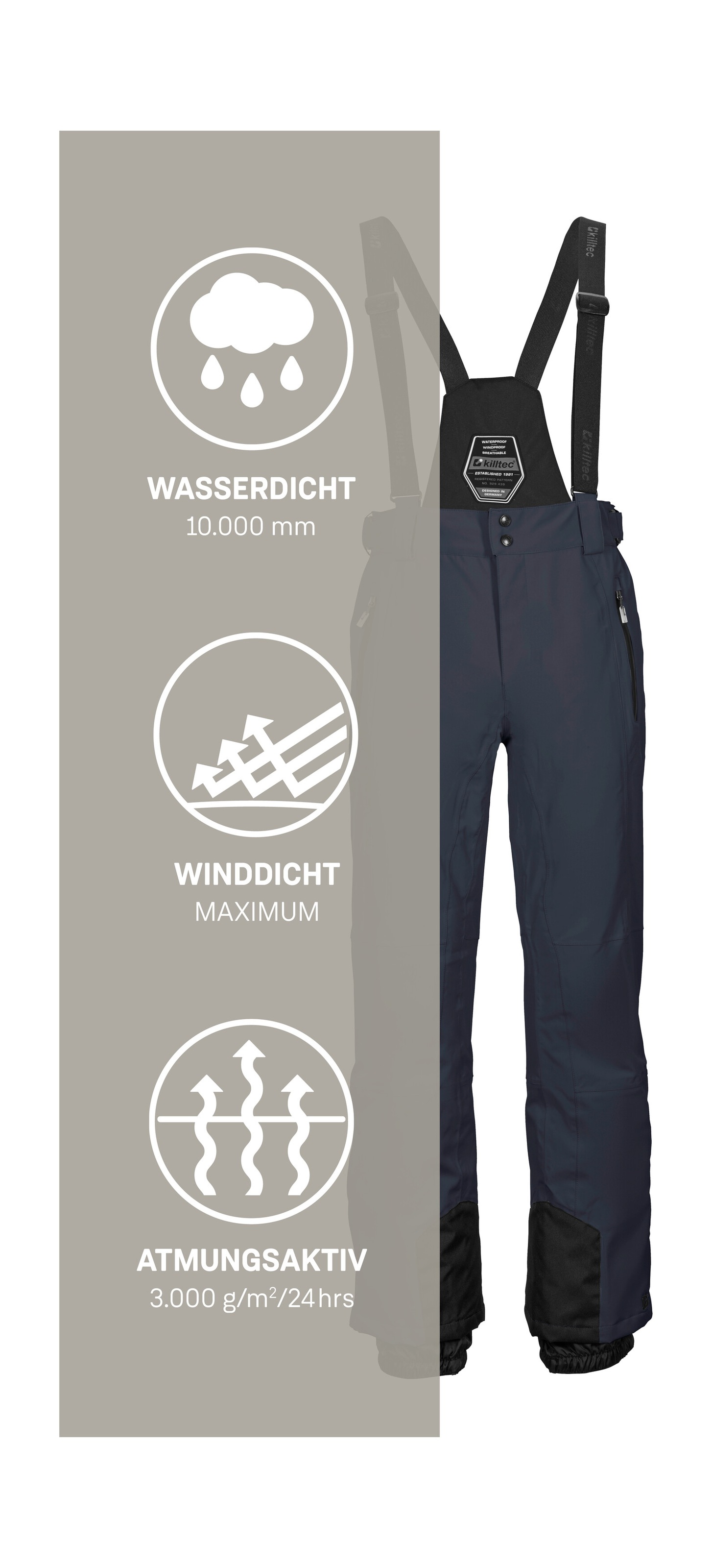 Killtec Skihose »KSW 100 ENOSH MN SKI PNTS«, Wind- und wasserdichte Skihose, verstellbar, mit Schneefängen