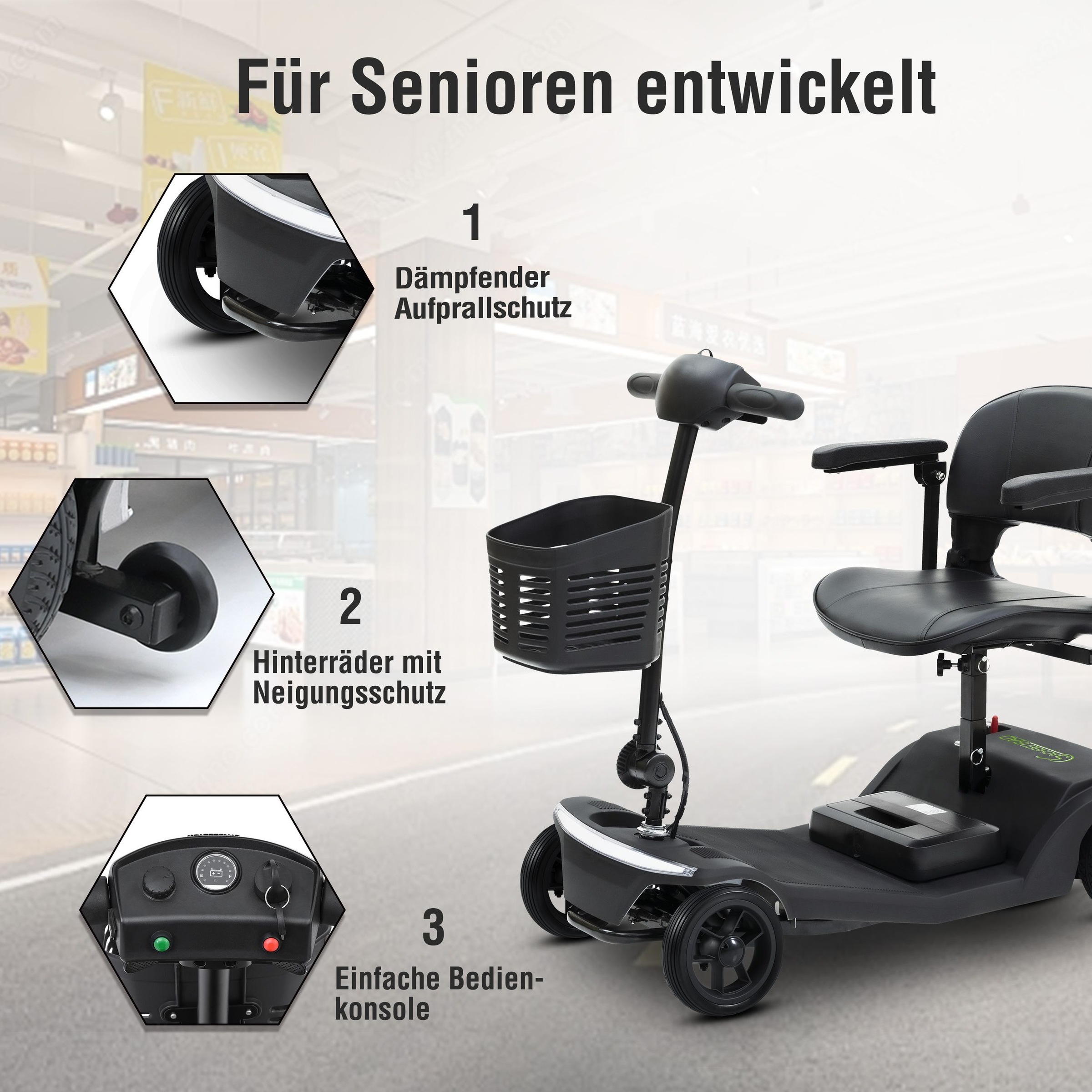 SachsenRad Elektromobil »BestAGE Seniorenmobil Royal mit Korb« 250 W 6 km/h mit Korb