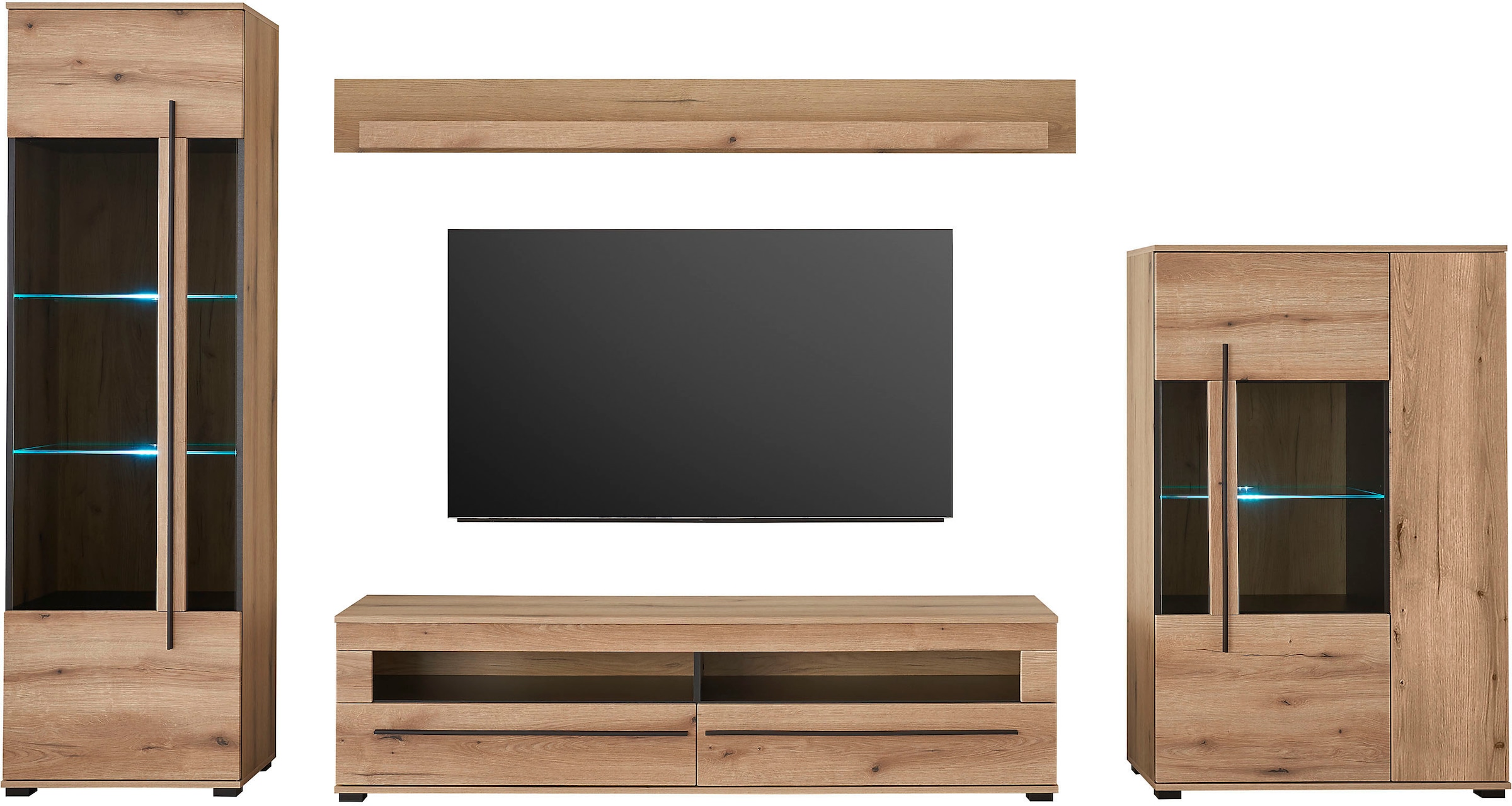 INOSIGN Wohnwand »Cantara, moderne Anbauwand, Wohnzimmer-Set, in Eiche Evok günstig online kaufen