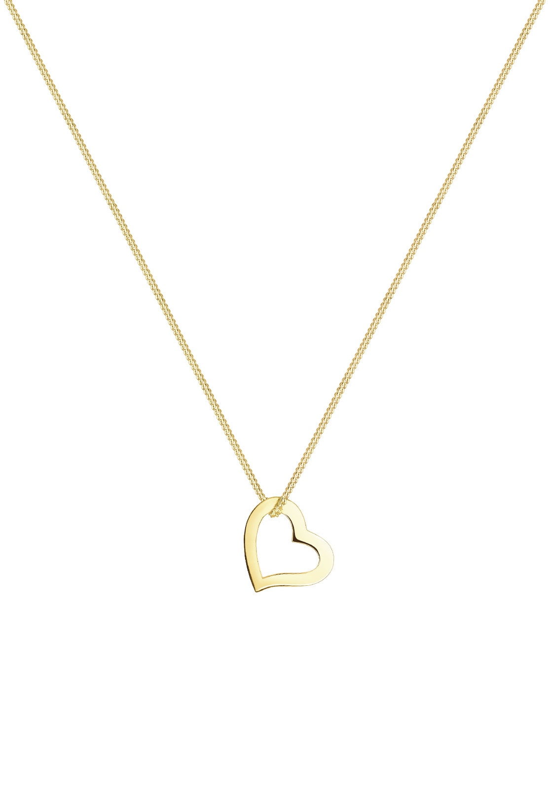 Elli Premium Kette mit Anhänger »Herz Liebe Filigran 375 Gelbgold«