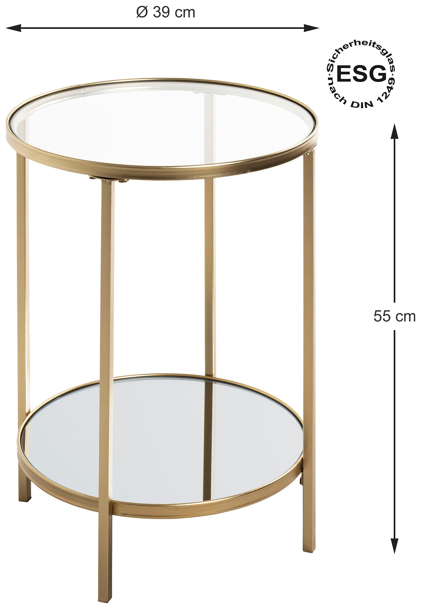 HAKU Beistelltisch »Sofatisch, Wohnzimmertisch« 1 Stk. tlg. rund - aus Metall Gold - Ø/H 39/55 cm