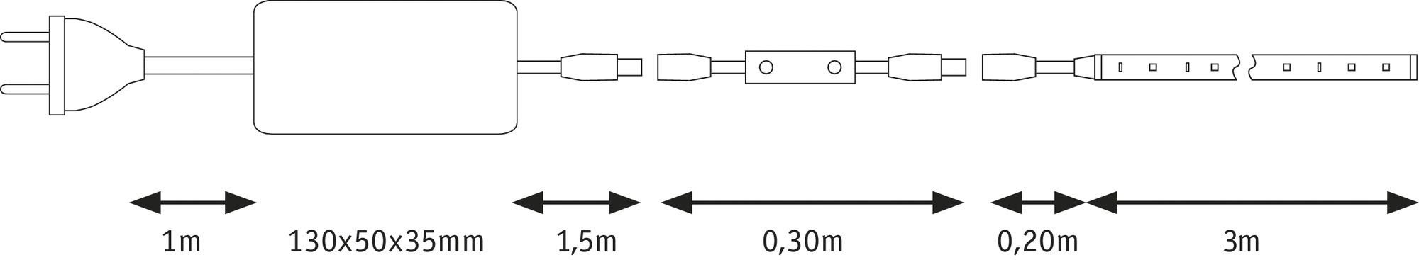 Paulmann LED-Streifen »SimpLED Power Strip Set inkl. Dimm/Switch 3m Neutralweiß 33W«, 1 St.-flammig, 33W, beschichtet