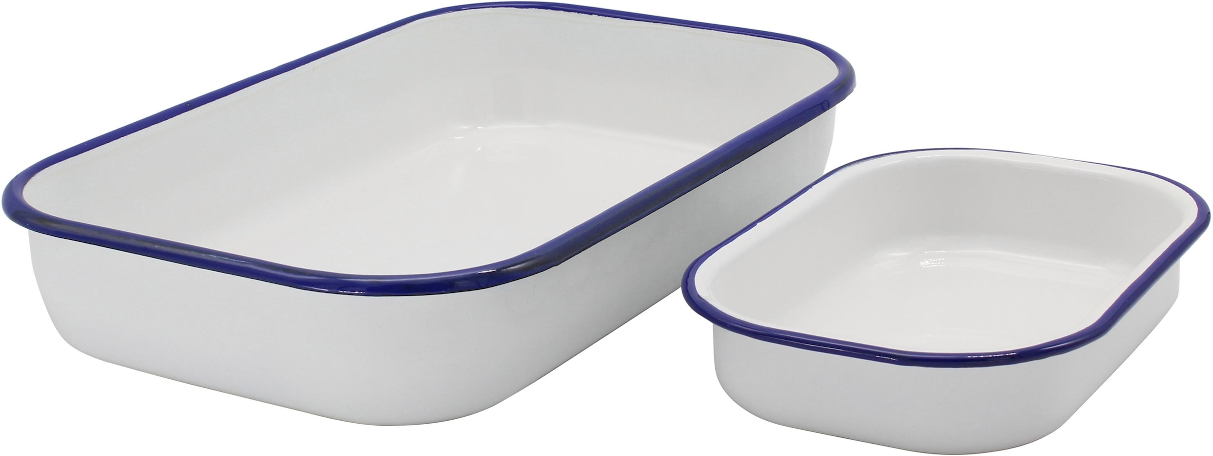 KRÜGER Auflaufform »Husum« Emaille Stahl 2 Stk. tlg. Inhalt 1 und 4 Liter weiß/blau