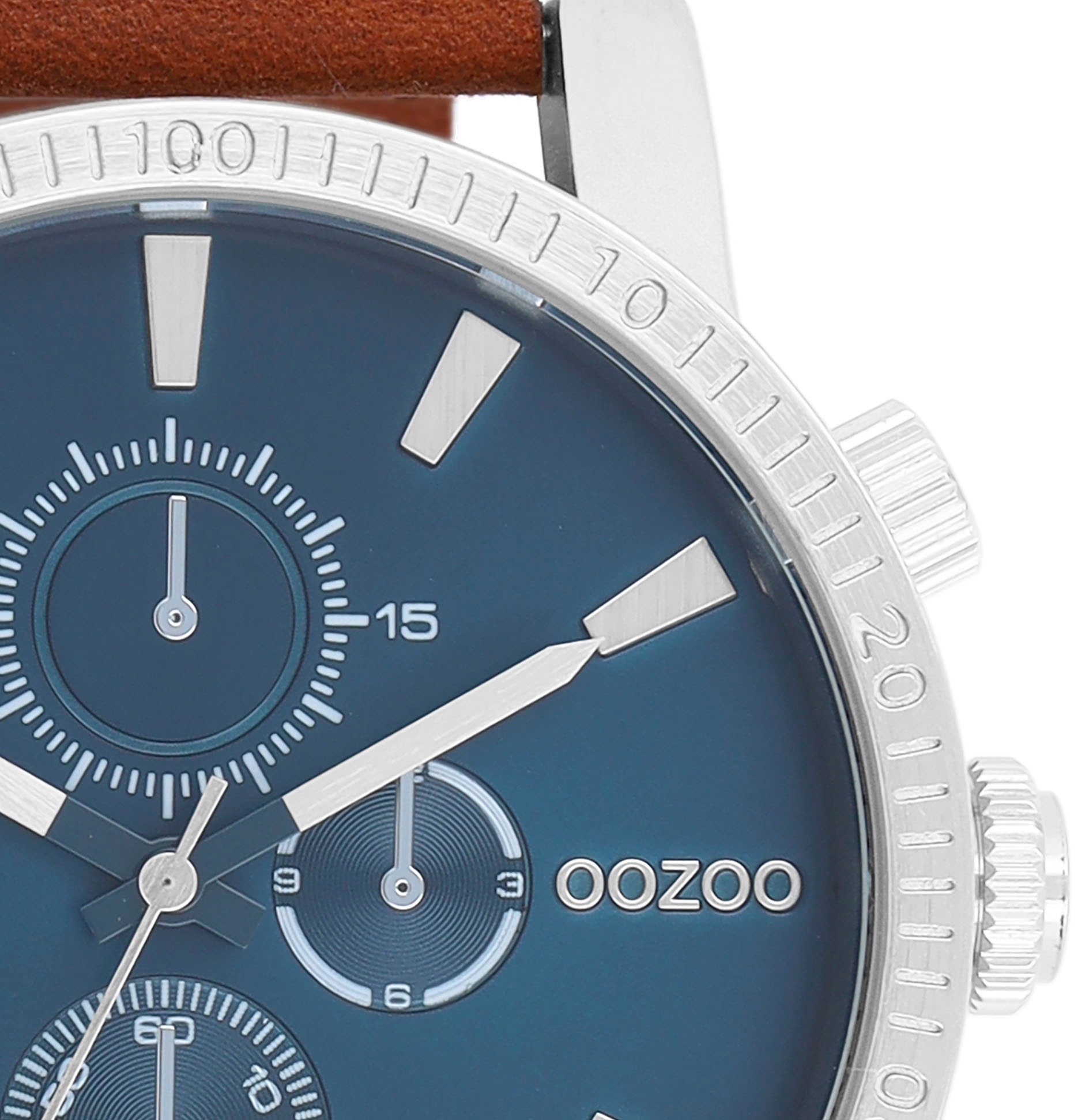 OOZOO Quarzuhr Armbanduhr, Herrenuhr, Lederarmband, Chrono-Look