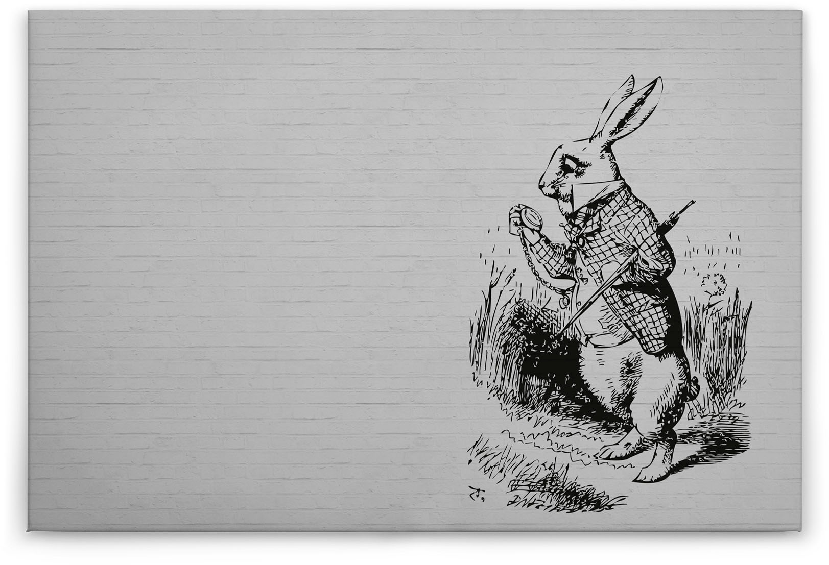 Bricoflor Bild Mit Zeichnung Auf Stein Leinwand Bild Mit Hase Gezeichnet In günstig online kaufen