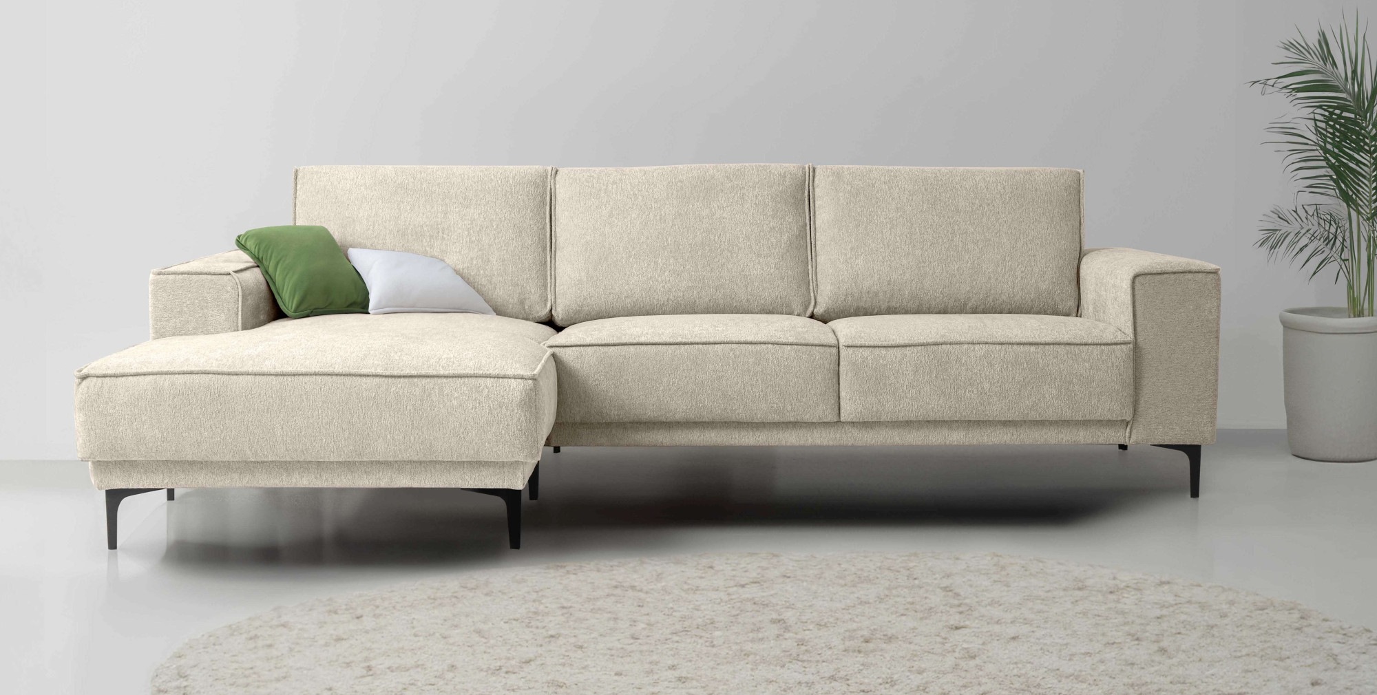 Places of Style Ecksofa »Polsterecke Oland, Struktur, Flachgewebe, Luxus-Mi günstig online kaufen