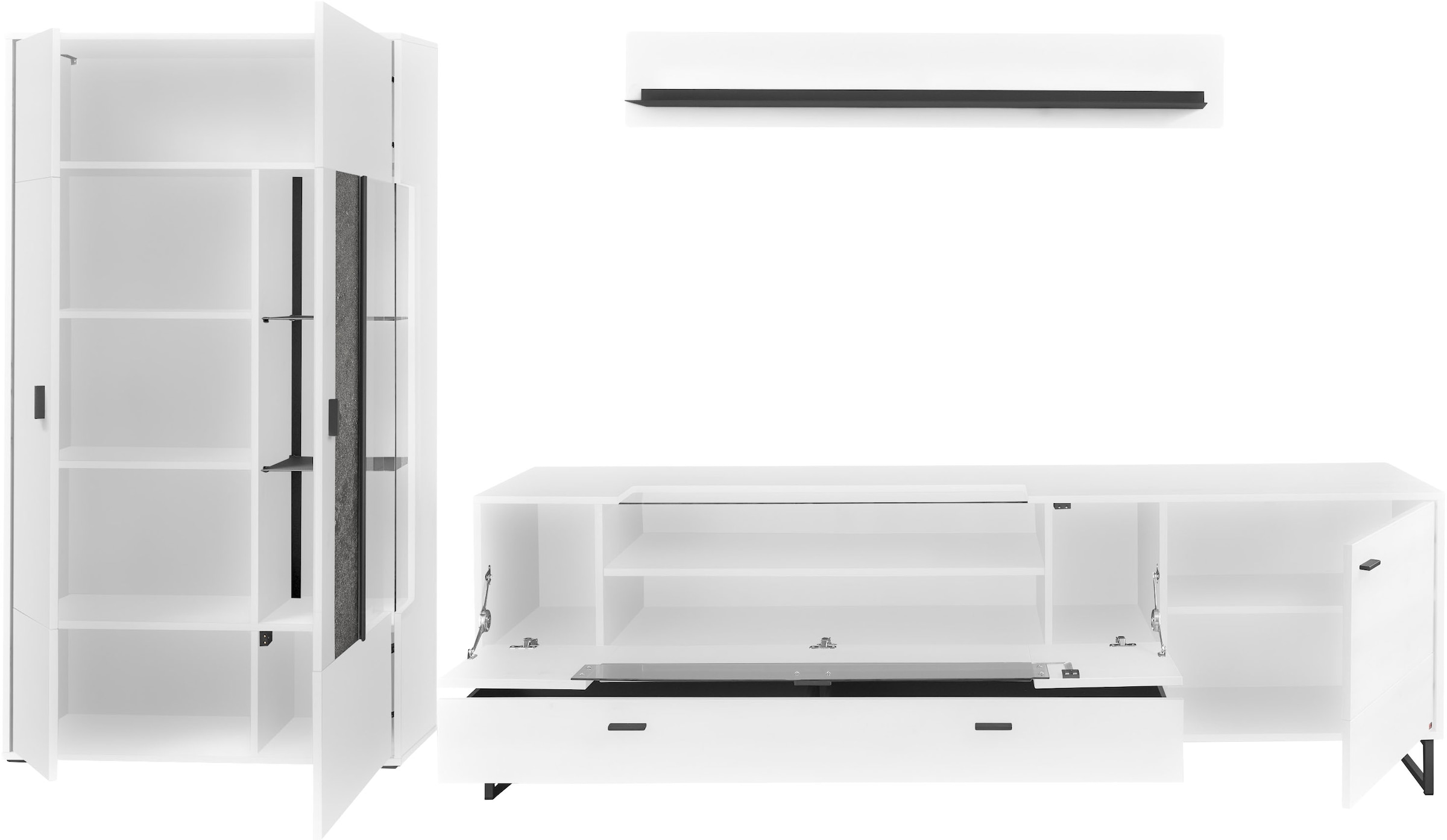 set one by Musterring TV-Wand »Deltona«, (3 St.), Zierelemente aus Sandstein, inkl. Beleuchtung, Gesamtbreite ca. 317 cm