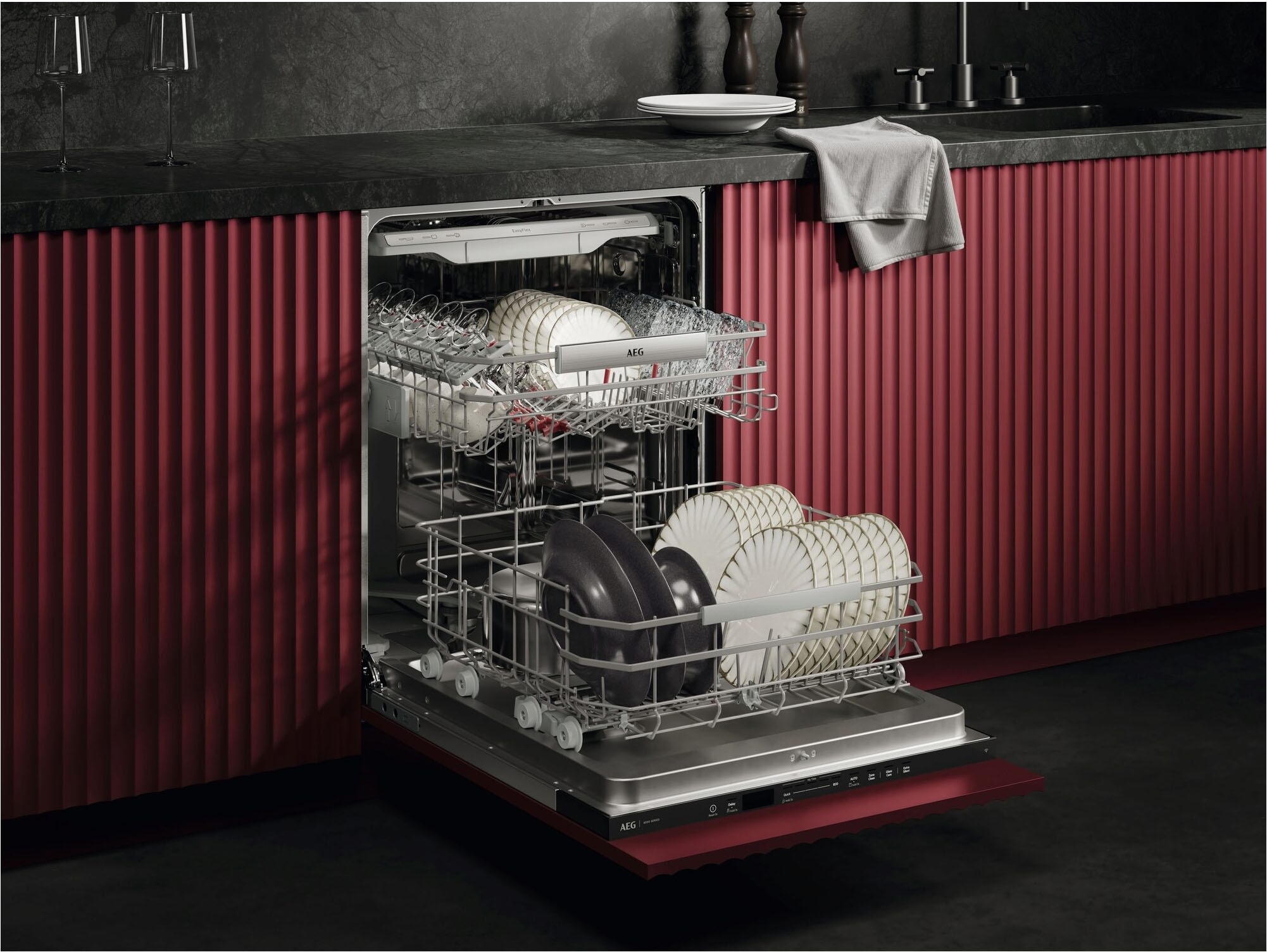 AEG vollintegrierbarer Geschirrspüler Serie 8000, 60 cm, WiFi »GI8200A2TC« 14 tlg. Maßgedecke Leise Spülmaschine 38 dB kraftvoll gegen Eingebranntes bei 8,4l Wasser