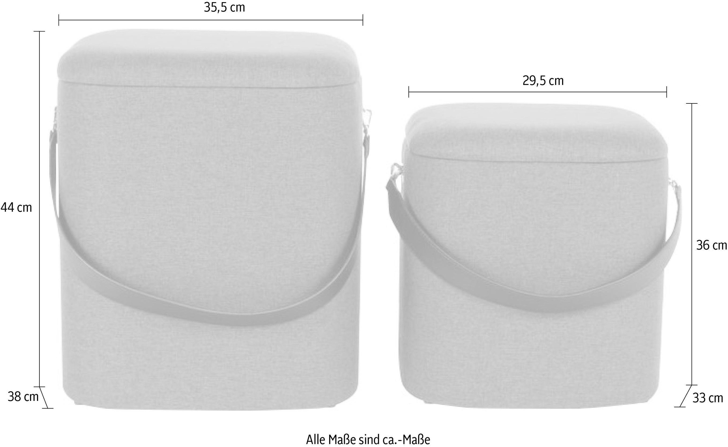 Kayoom Hocker »Arabella 225 2er-Set, abnehmbare Sitzfläche, Lagerfläche im Inneren«, (Set, 2 St.), stapelbar, gepolstert, mit Stauraum, abgerundete quadratische Form