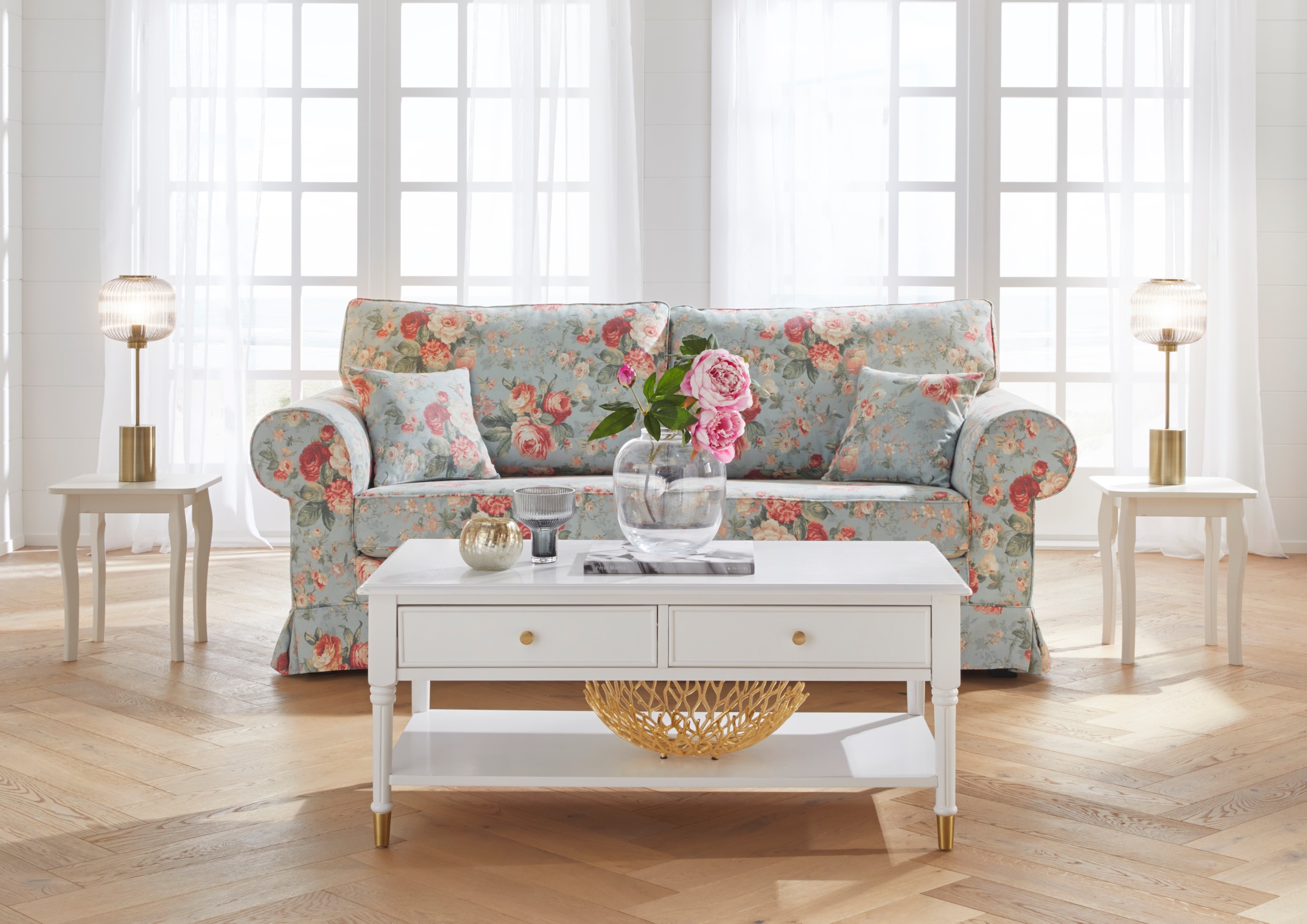 Home affaire 3-Sitzer »Shadmoor«, Hussenoptik, in uni oder mit Blumendruck