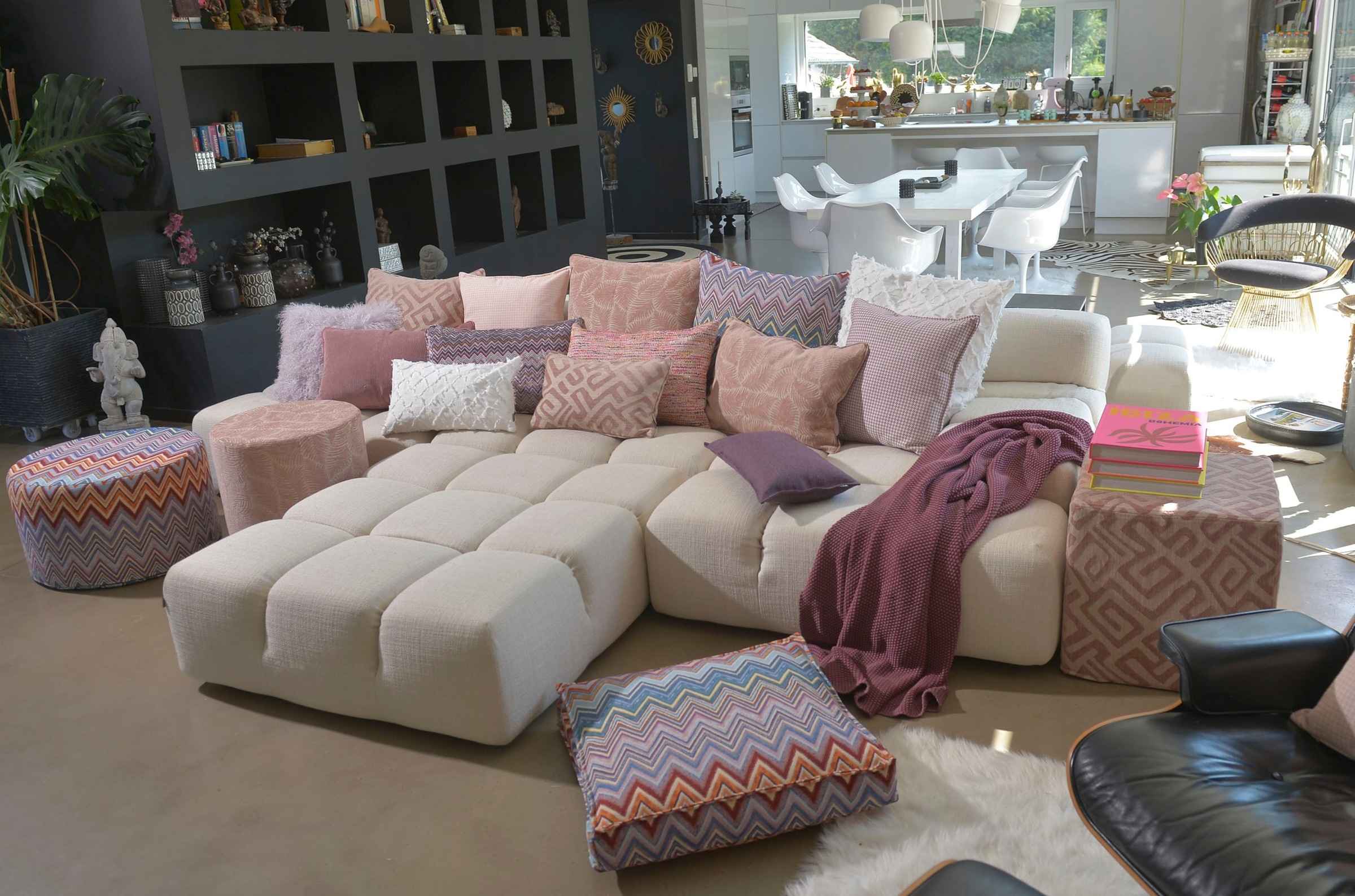 H.O.C.K. Dekokissen "Nelly" mit Blätter-Muster, Kissenhülle mit Füllung, 1 günstig online kaufen