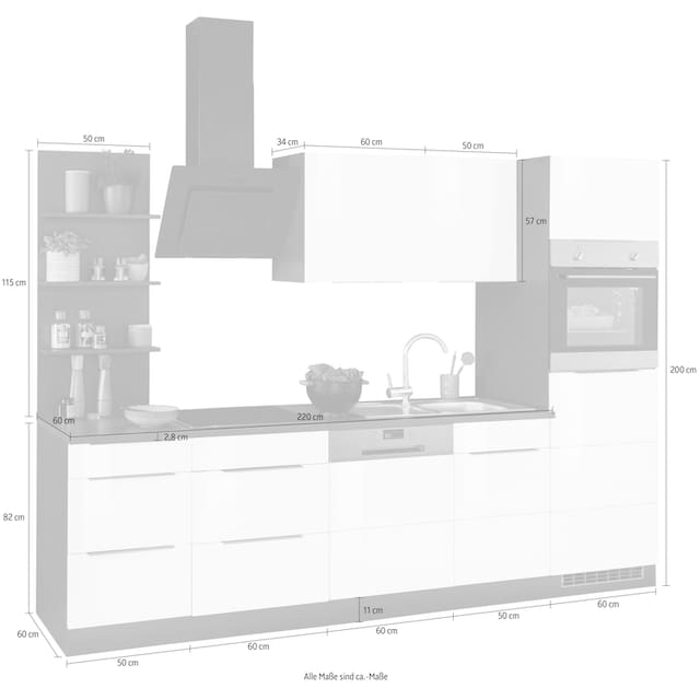 HELD MÖBEL Küchenzeile »Brindisi«, ohne Geräte, Breite 280 cm auf Rechnung  kaufen