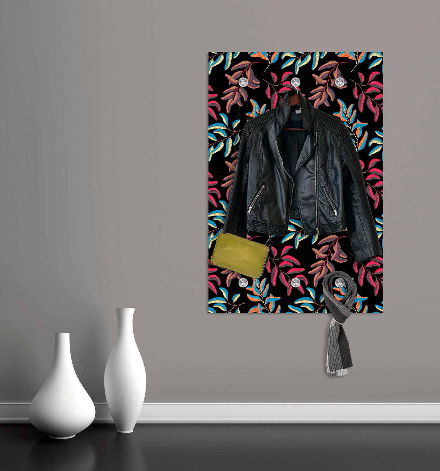 queence Garderobenleiste »Holzbretter«, mit 6 Haken, 50 x 120 cm günstig online kaufen