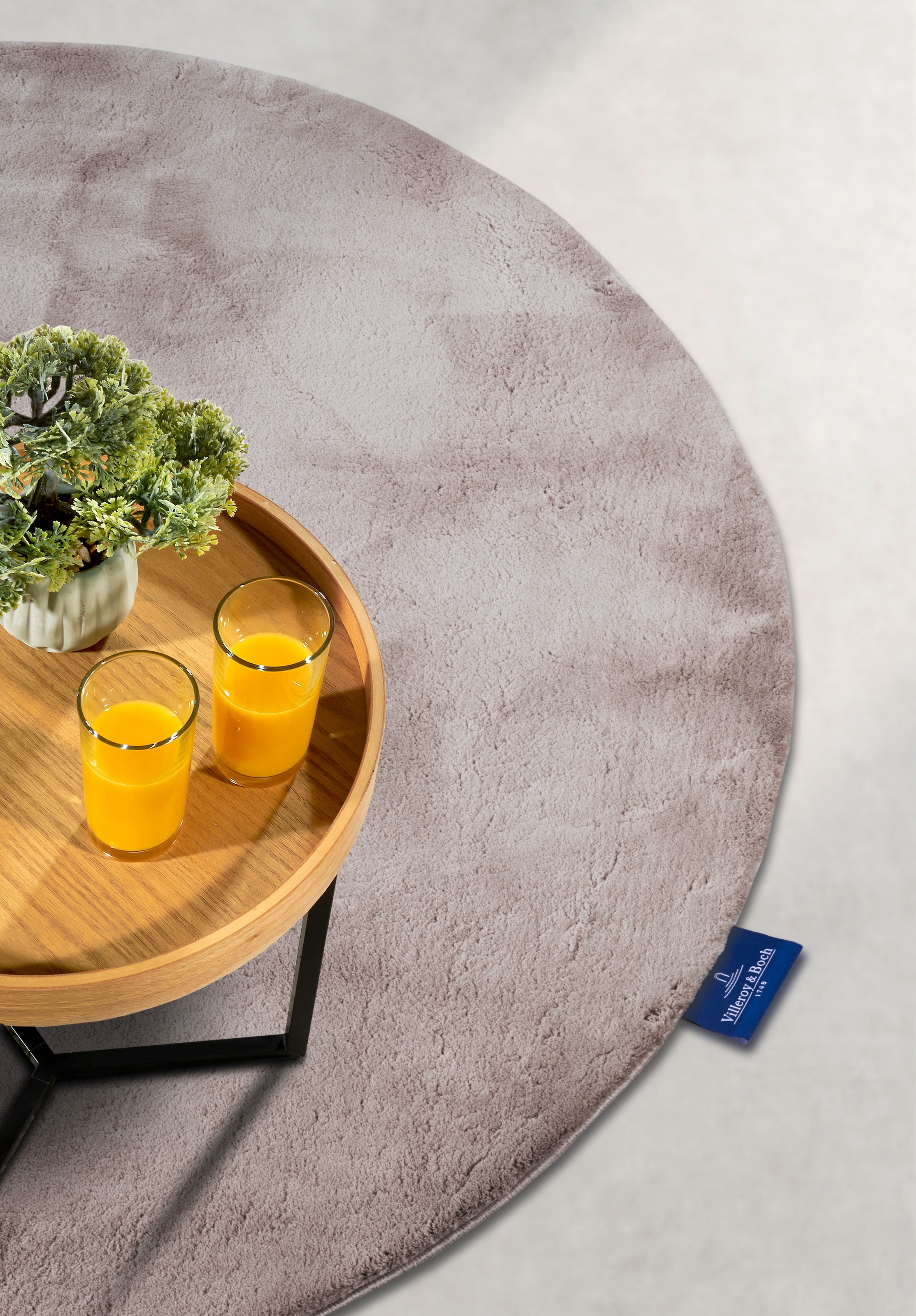 Villeroy & Boch Teppich »Leon«, rund, 15 mm Höhe, Langflor, Shaggy, einfarbig, flauschig, weich, glänzend, modern, uni