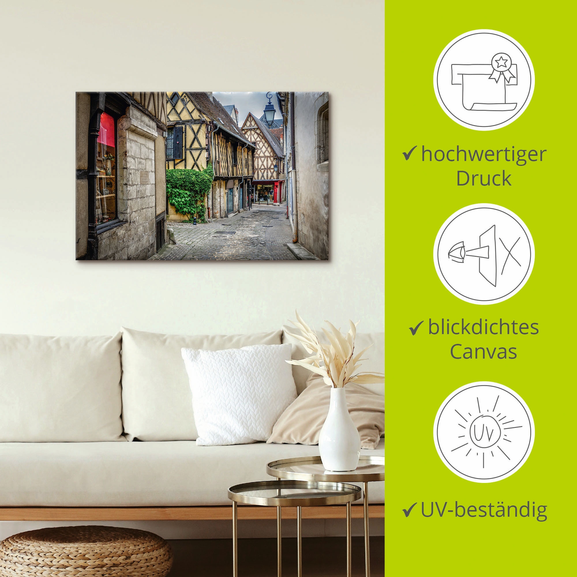 Artland Wandbild »Fachwerkhaeuser im Elsass - Frankreich«, Gebäude, (1 St.), als Alubild, Leinwandbild, Wandaufkleber oder Poster in versch. Größen