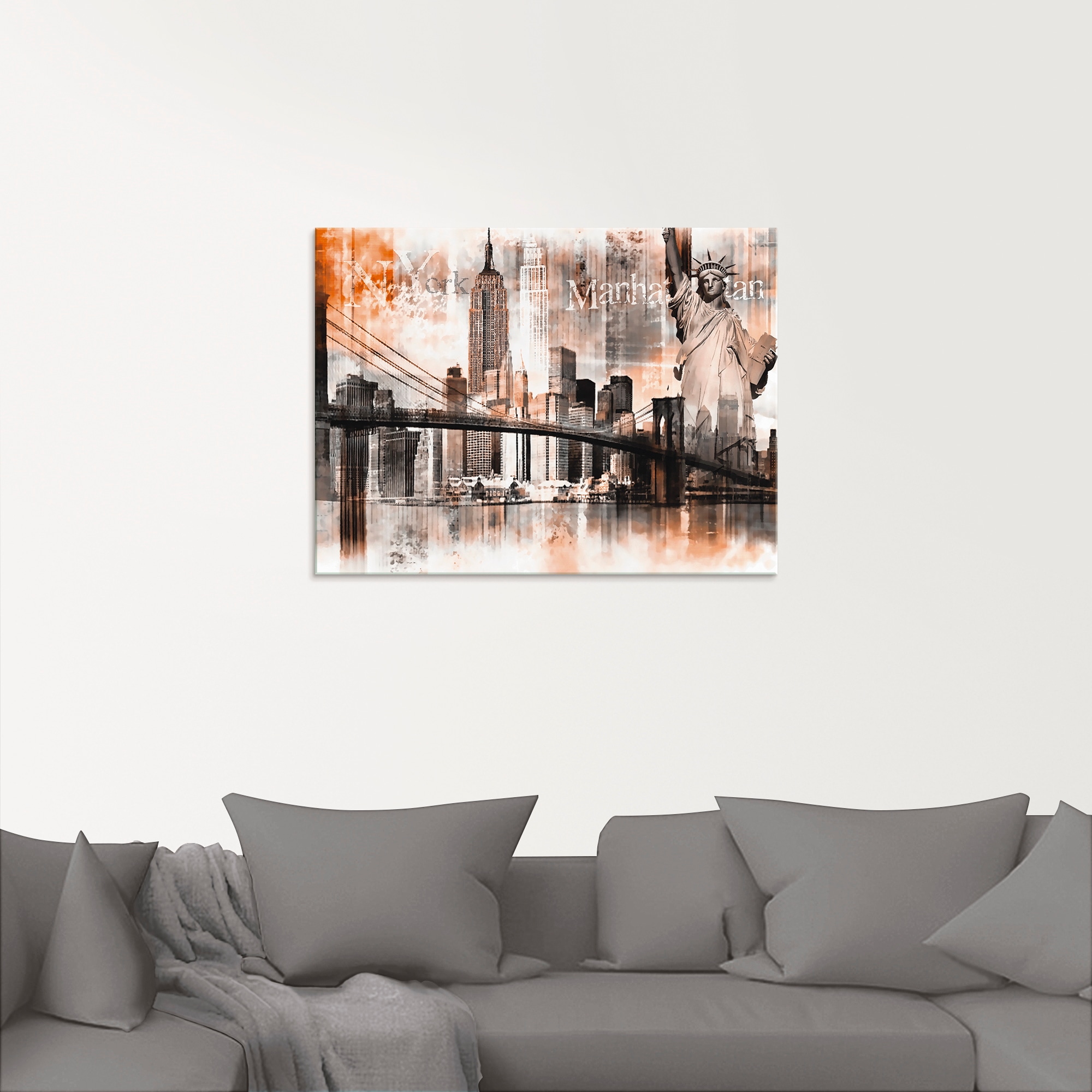 Artland Glasbild »New York Skyline Collage V«, Amerika, (1 St.), in verschiedenen Größen