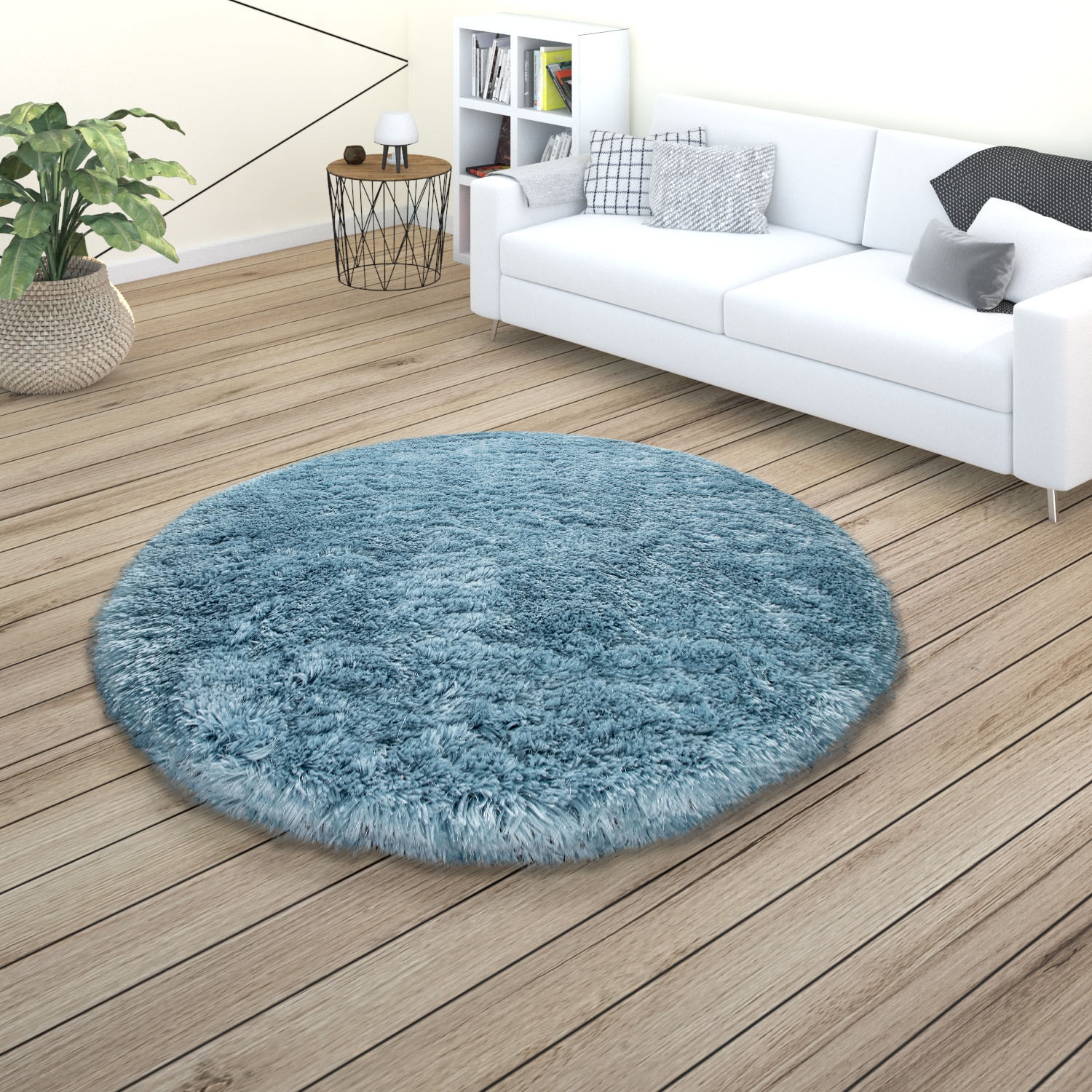 Paco Home Hochflor-Teppich »Akumal 930«, rund, 60 mm Höhe, Shaggy, besonders weich durch Softgarn, Uni-Farben