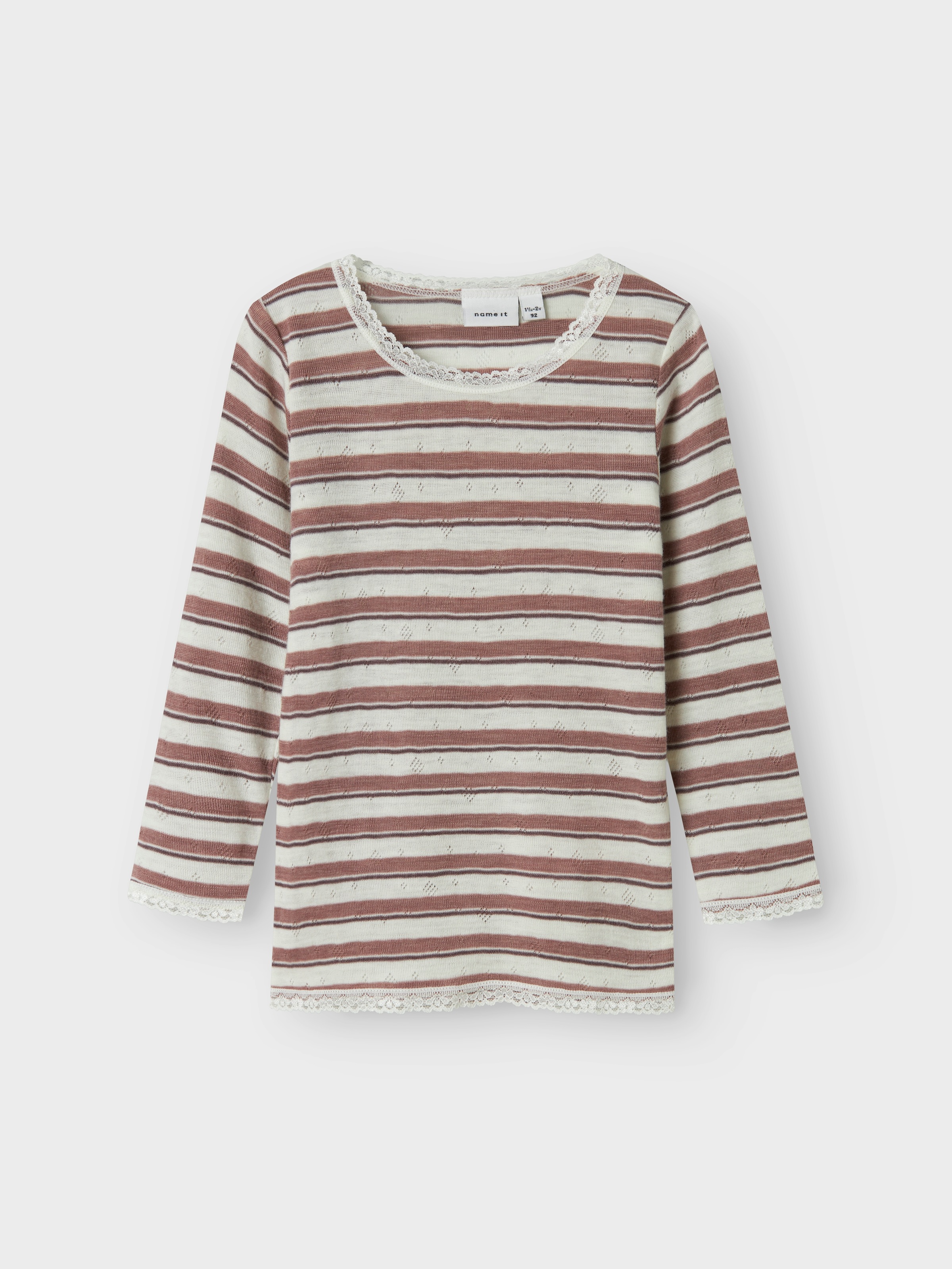 Name It Langarmshirt »NMFWANG WOOL NEEDLE LS TOP NOOS«, aus reiner Merinowolle