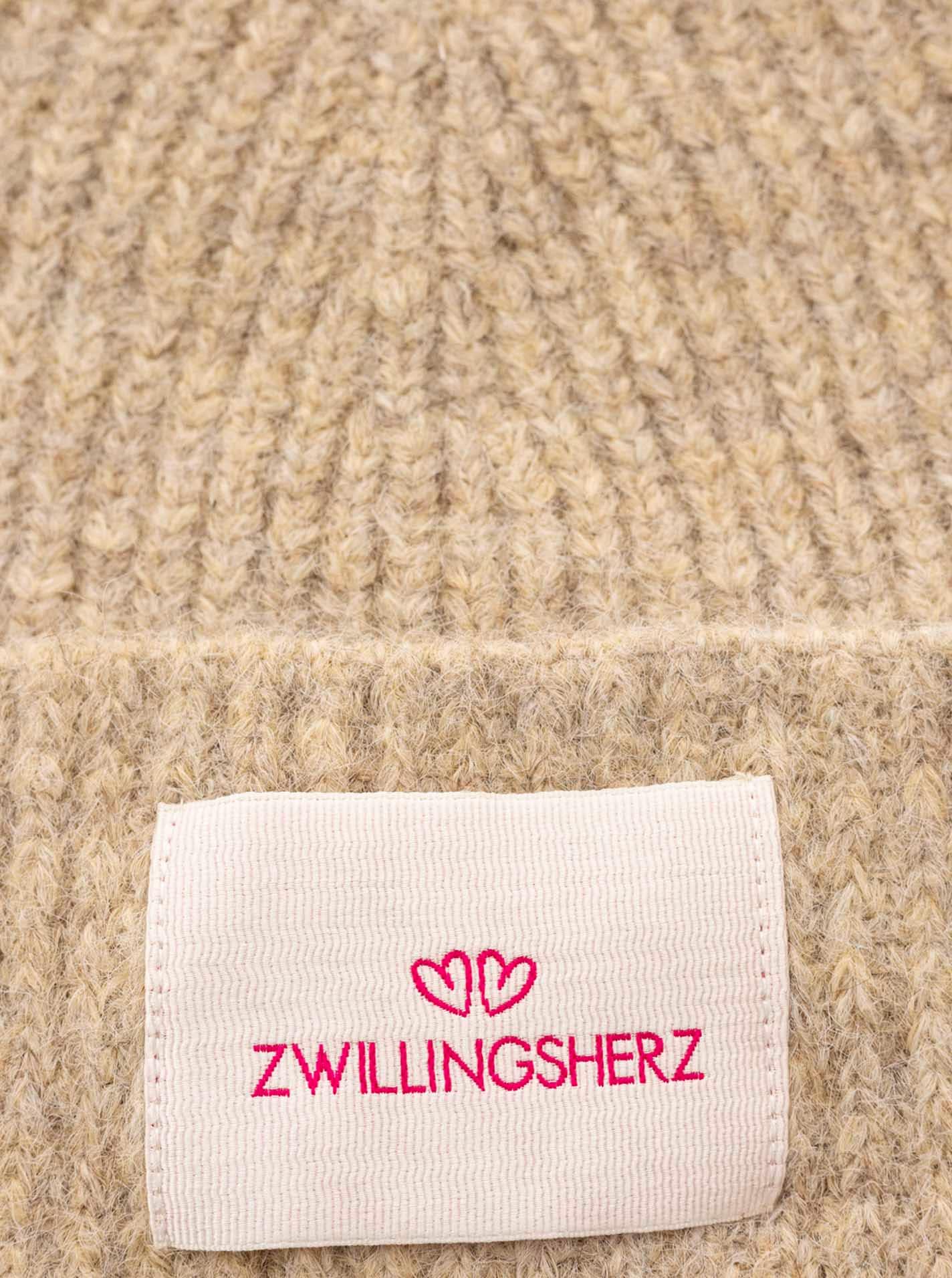 Zwillingsherz Strickmütze »"Zwillingsherz Patch"« gerippt,  mit Wolle und Umschlag, mit Patch