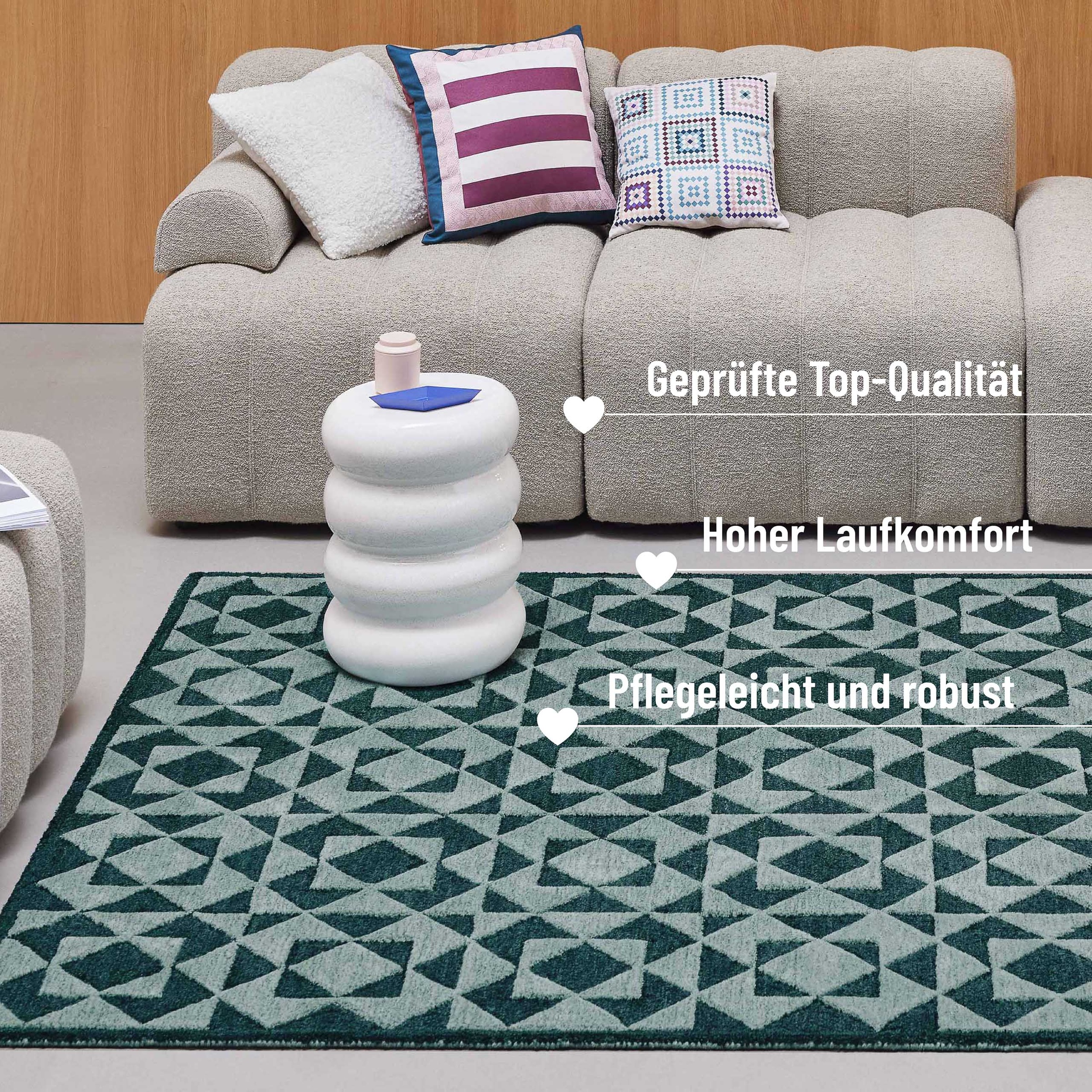 Wecon home Teppich »Downtown«, rechteckig, 10 mm Höhe, handgefertigt, pflegeleicht, Fasermix, Wohnzimmer, Schlafzimmer