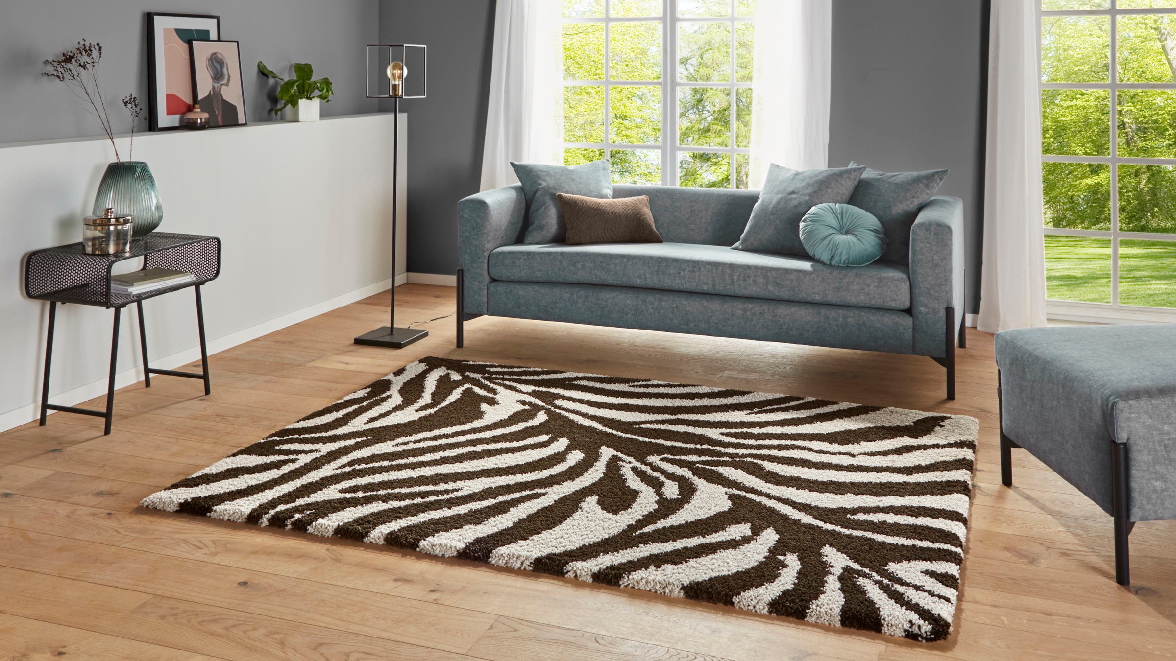 HANSE Home Hochflor-Teppich »Desert«, rechteckig, 35 mm Höhe, Zebra Design, besonders weich durch Microfaser, Robust, Pflegeleicht
