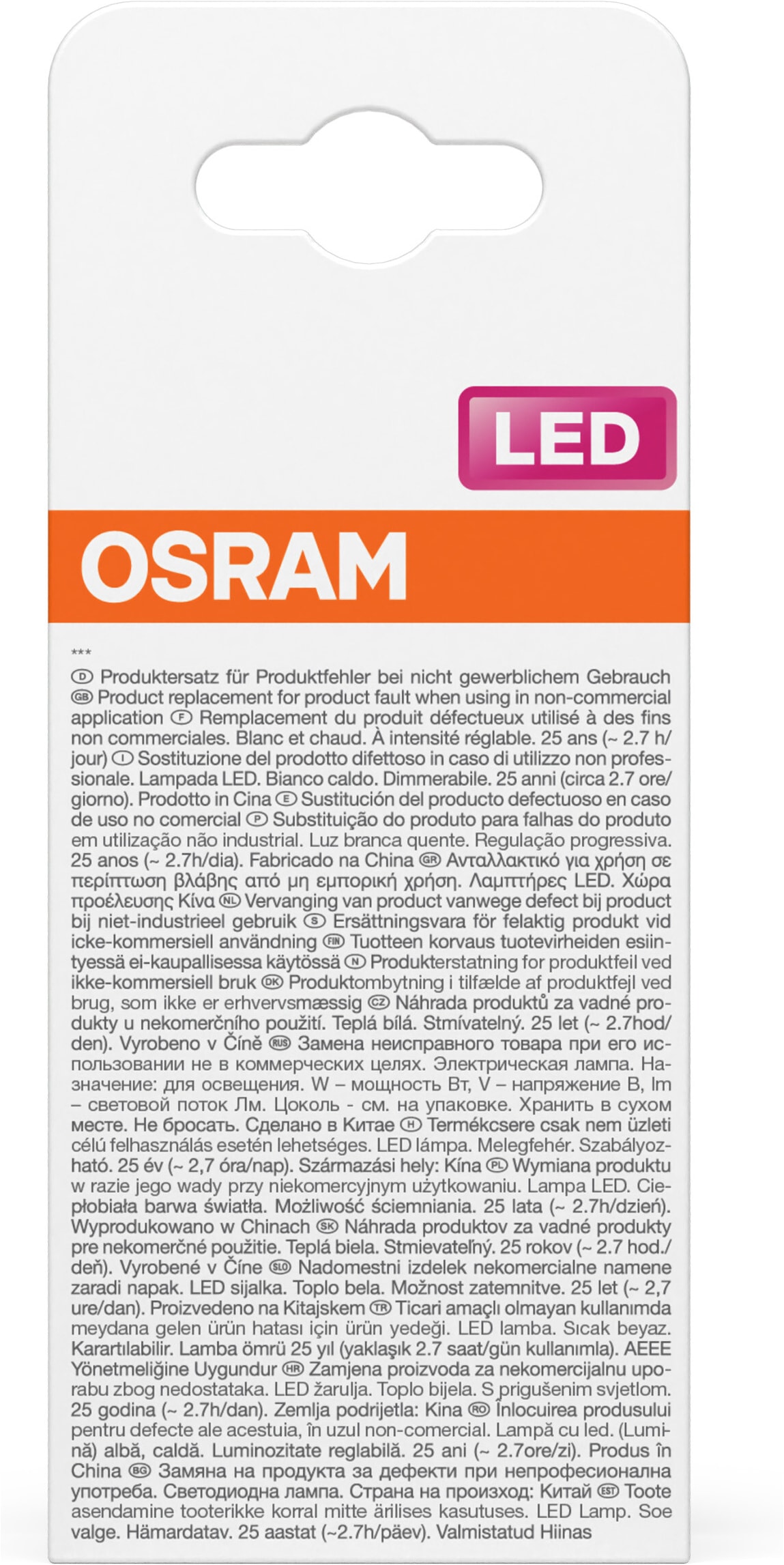 Osram LED-Leuchtmittel »LED-Lampe Superstar Kolbenform A60« E27 1 Stk. Warmweiß