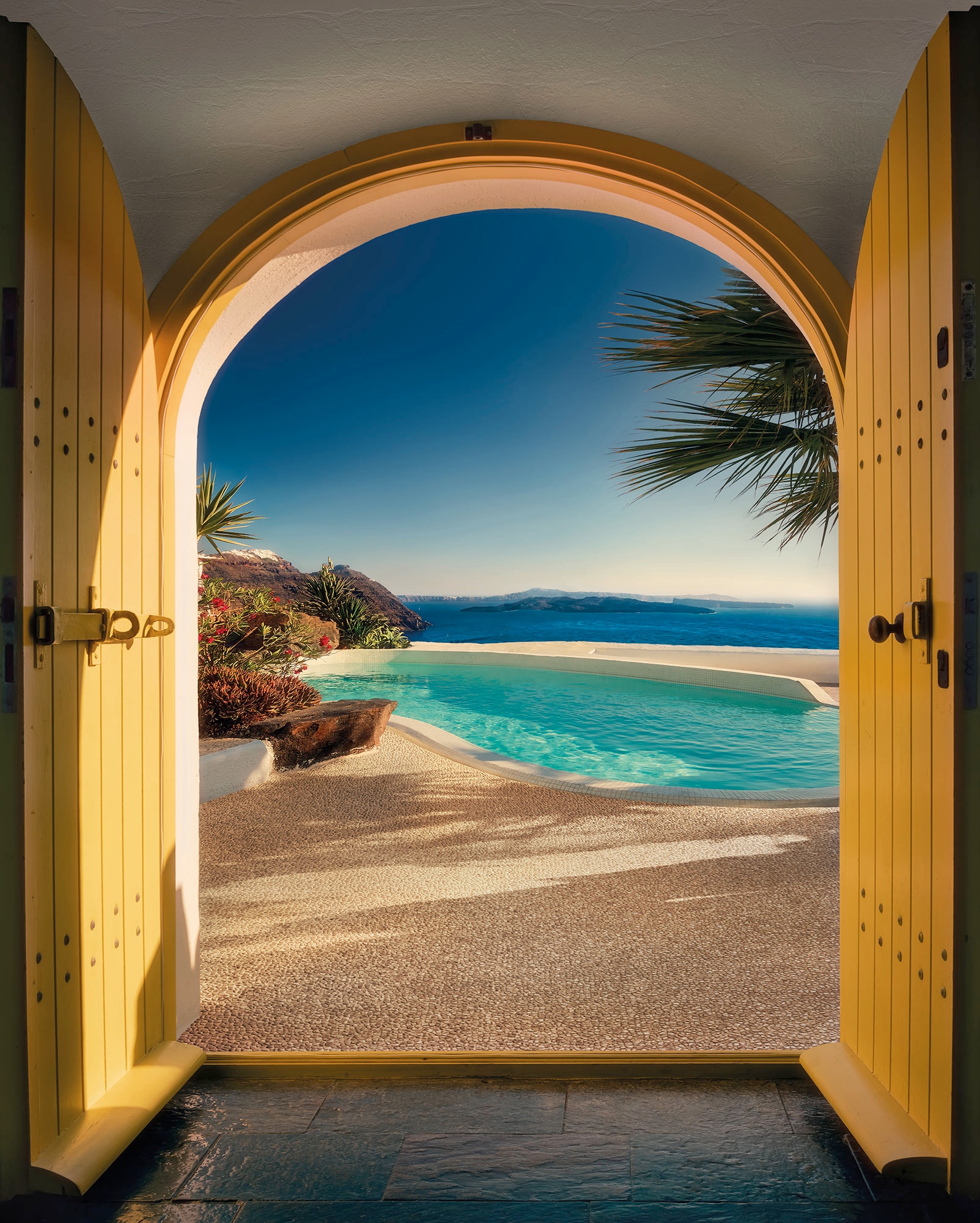 Komar Fototapete »Santorini«, bedruckt, 200 x 250 cm (Breite x Höhe) - Tapete, Vlies, Wohnzimmer, Schlafzimmer