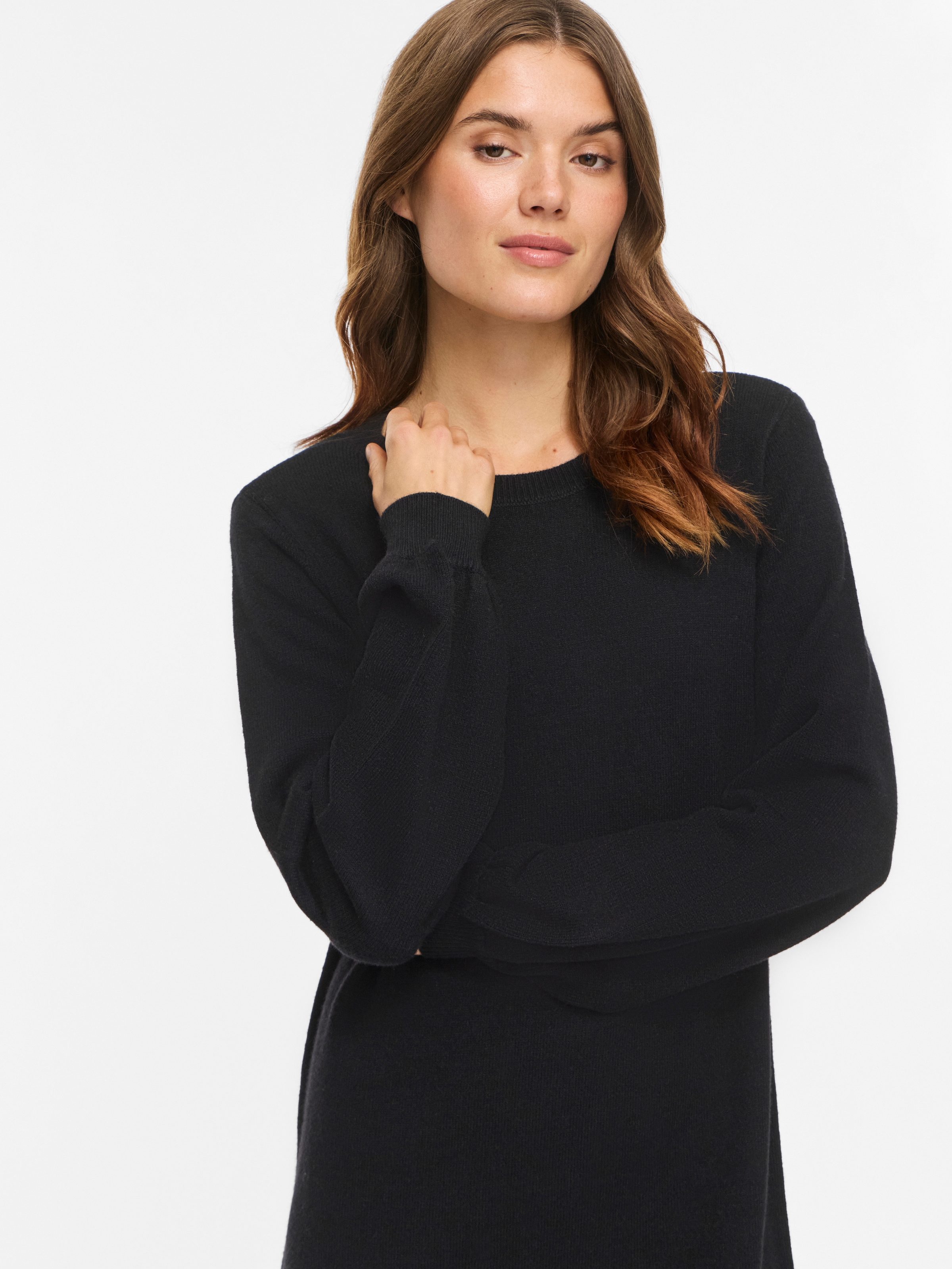 Vila Strickkleid »VIRIL L/S VOLUME SLEEVE KNIT DRESS-NOOS« Materialmix, normal geschnitten