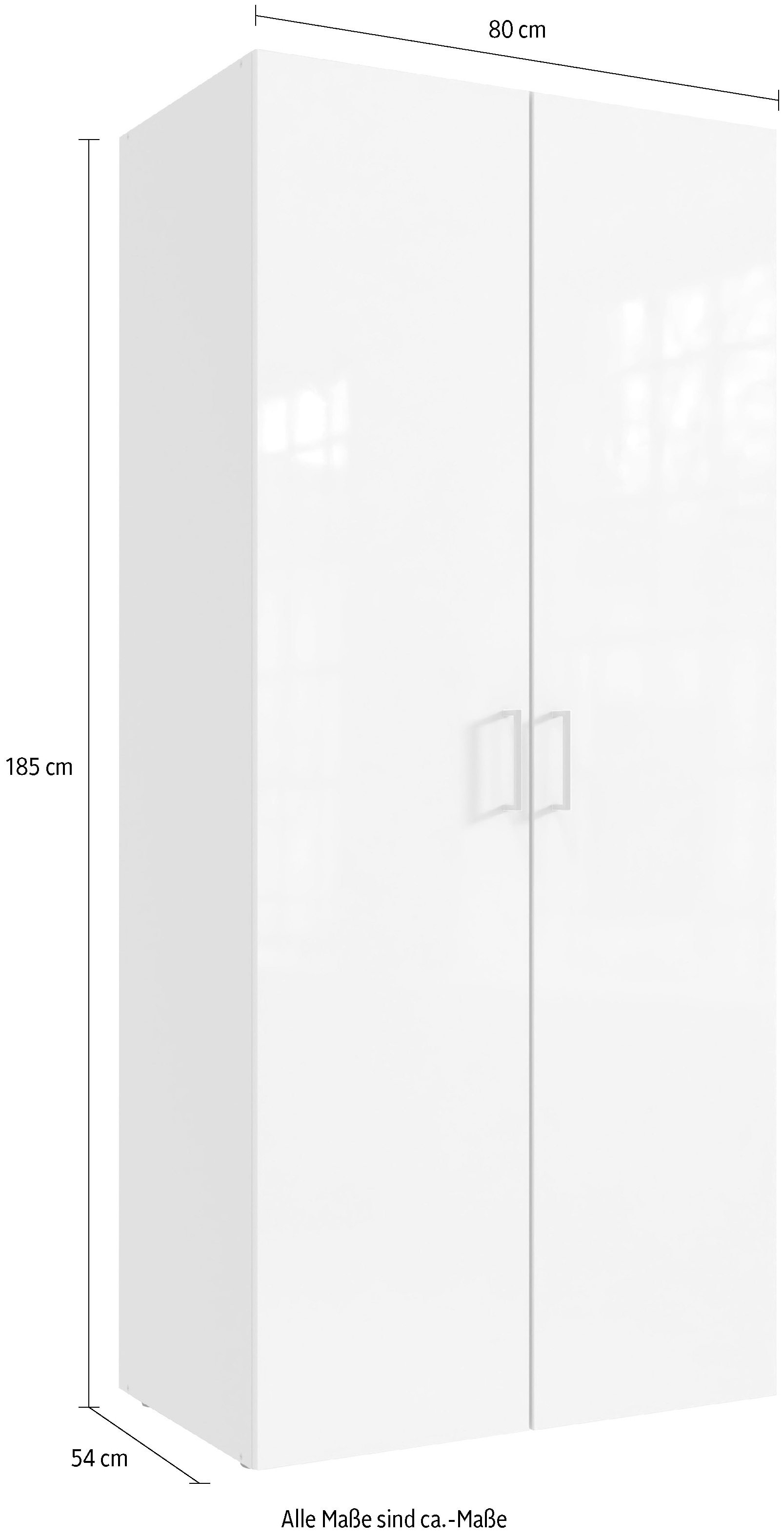 Wimex Kleiderschrank »Mugano,in 8 Breiten,3 Höhen,2 Tiefen, viele Farben, Made in Germany«, (in Basic oder Premium Ausstattung mit 2 weiteren Einlegeböden), mit langen oder kurzen Griffen aus Metall, mit oder ohne Spiegel
