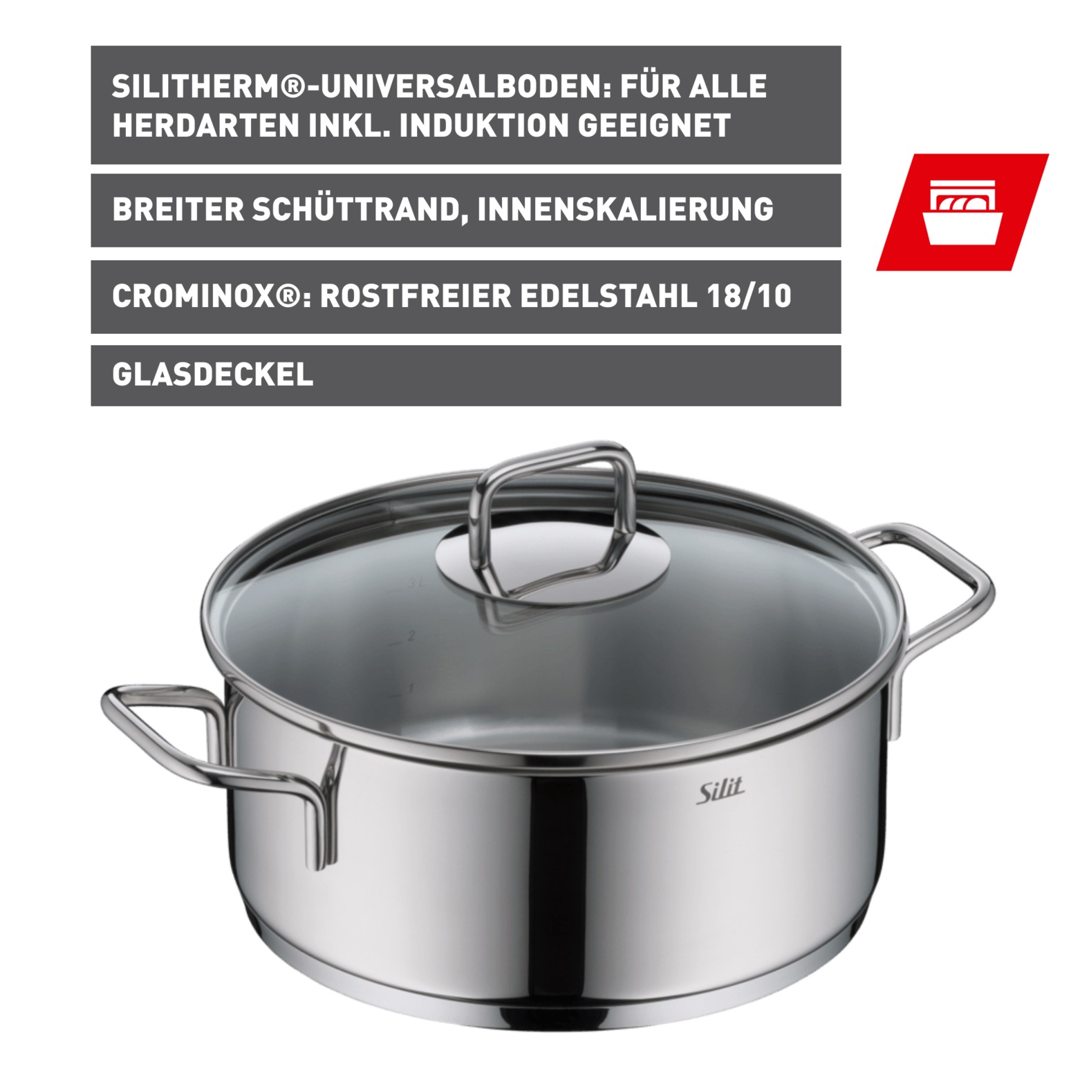 Silit Bratentopf »Extra Cook, mit Glasdeckel« 2 Stk. tlg. Edelstahl 18/10 günstig online kaufen