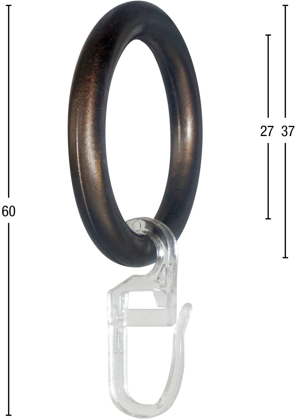 GARESA Gardinenring »Ring mit Haken«, (20 St.), für Durchmesser bis 16 mm, einfache Montage