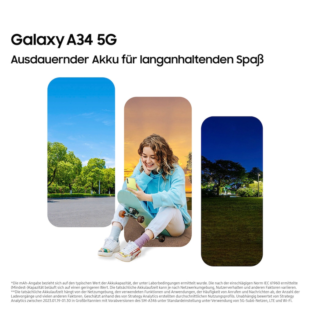 Samsung Smartphone »Galaxy A34 5G 128GB«, silber, 16,65 cm/6,6 Zoll, 128 GB Speicherplatz, 48 MP Kamera