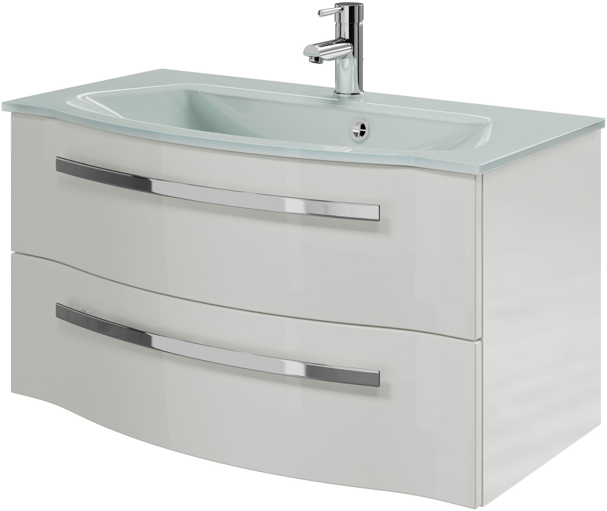 Saphir Badmöbel-Set »Serie 4005, vormontiert, Glaswaschbecken, Spiegelschra günstig online kaufen