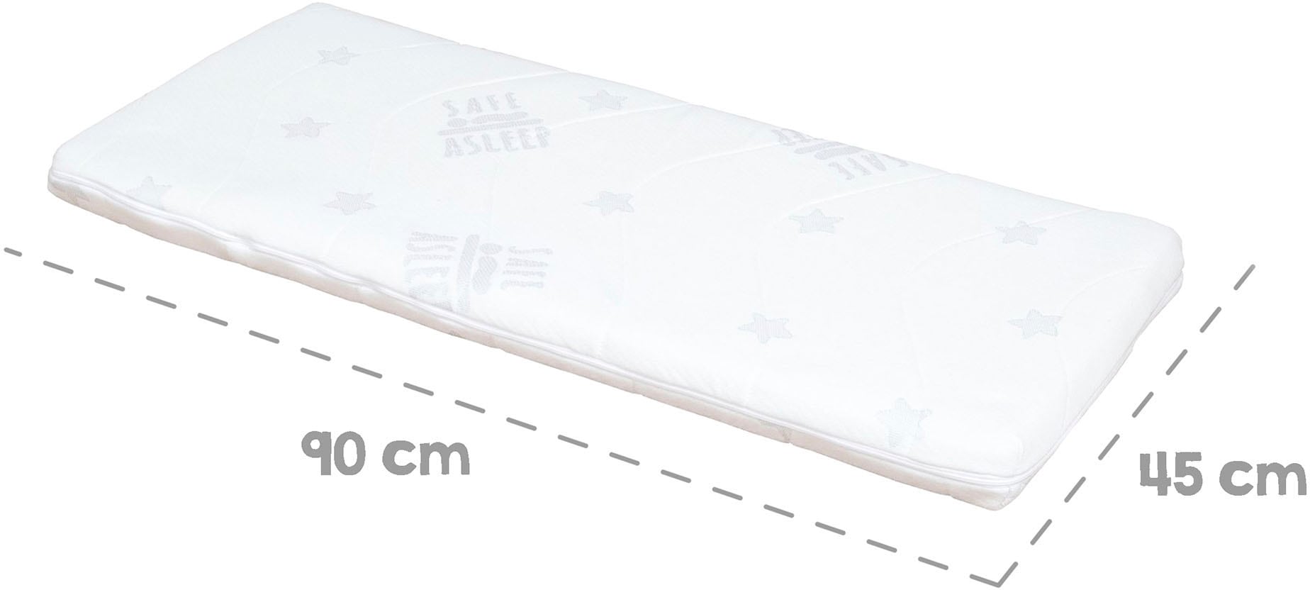 roba® Stubenbett »Safe Asleep® 2in1, taupe, Little Stars«, mit 4 Rollen, Matratze, Nestchen und Sicherheitsbarriere