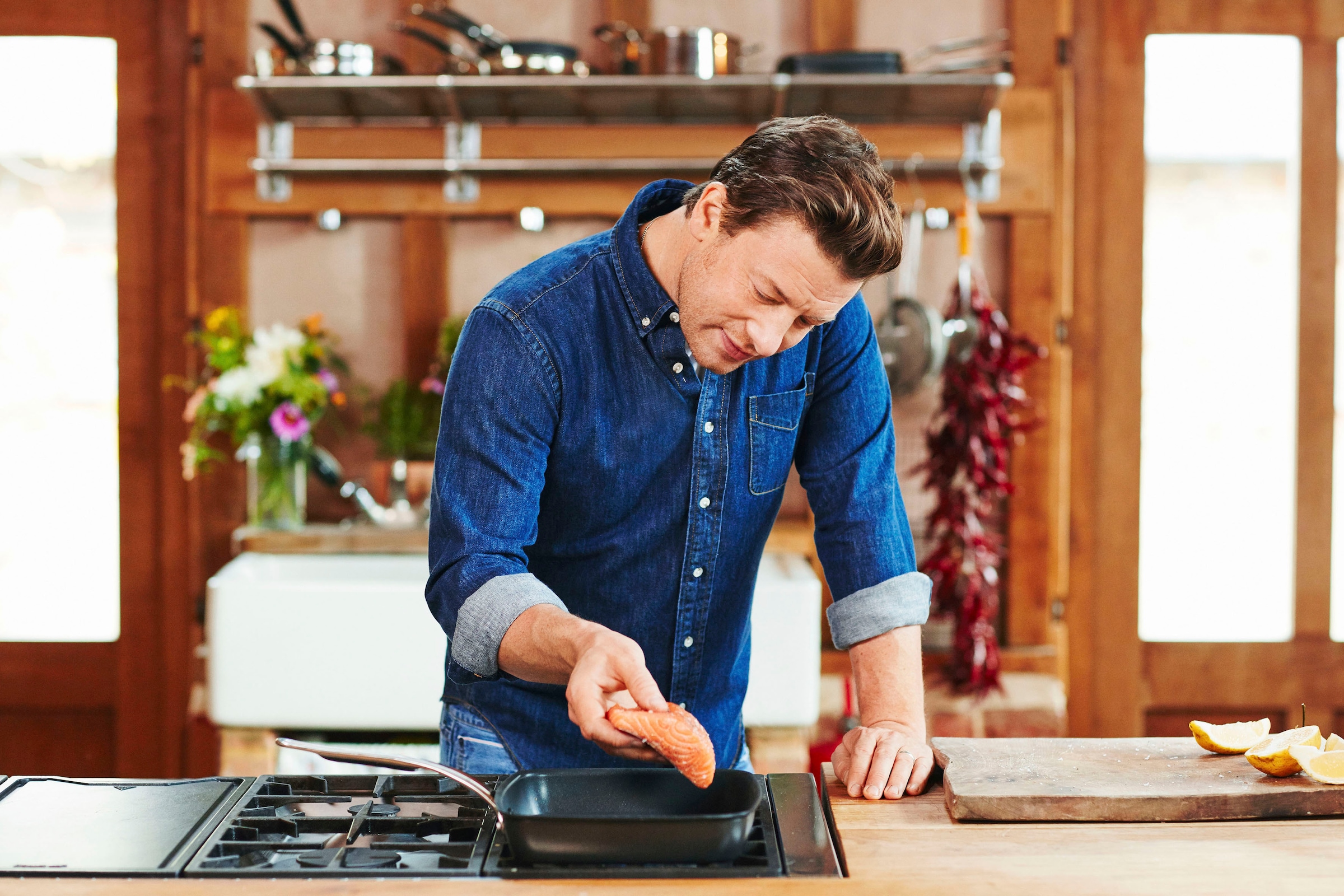 Tefal Grillpfanne »Jamie Oliver Cooks Classic«, Aluminiumguss, (1 tlg.), Thermo-Signal, für alle Herdarten inkl. Induktion, 23x27 cm