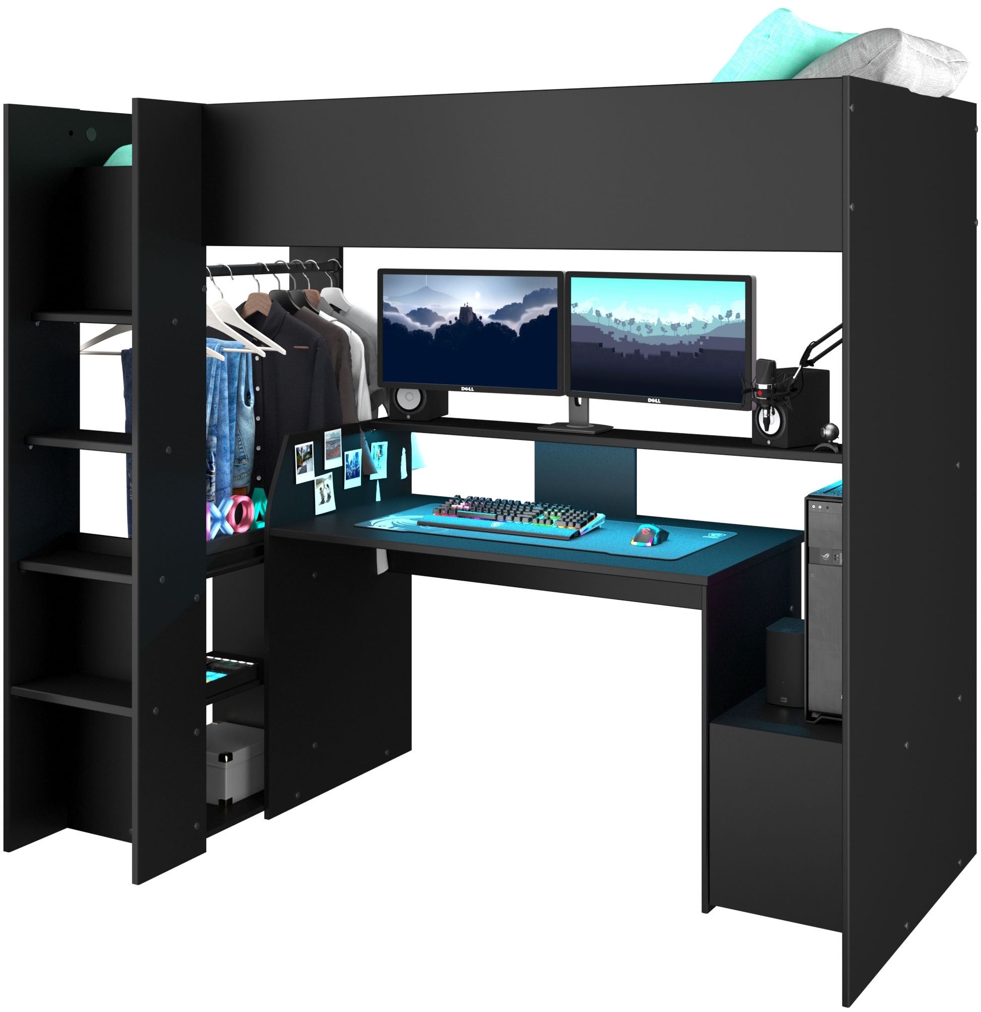 Parisot Hochbett »Meddox, TOPSELLER! OTTOs Choice, Gamerbett, LED, Schreibt günstig online kaufen