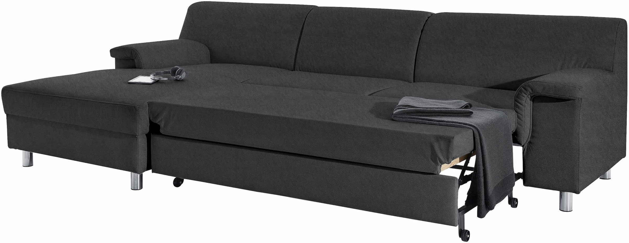 INOSIGN Ecksofa »Jamie, modern und elegant, Fußhöhe 9cm, L-Form,«, wahlweise mit Bettfunktion