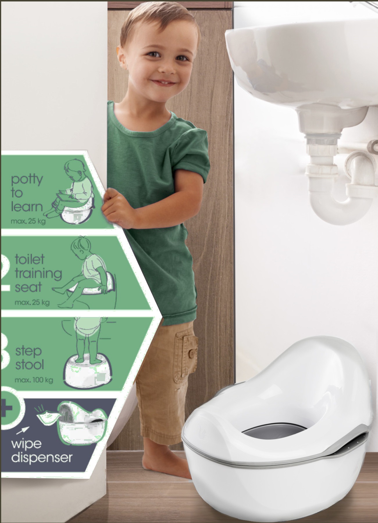 keeeper Toilettentrainer »kasimir babytopf deluxe 4in1, nordic white«, Made in Europe, FSC® - schützt Wald - weltweit