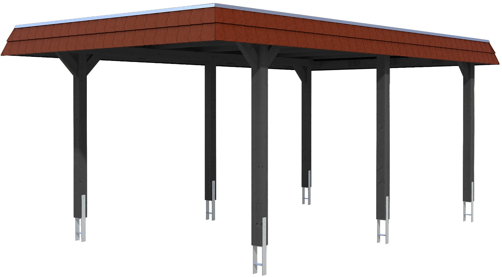 Skanholz Einzelcarport »Wendland« Massivholz 291 cm Anthrazit, rote Blende günstig online kaufen