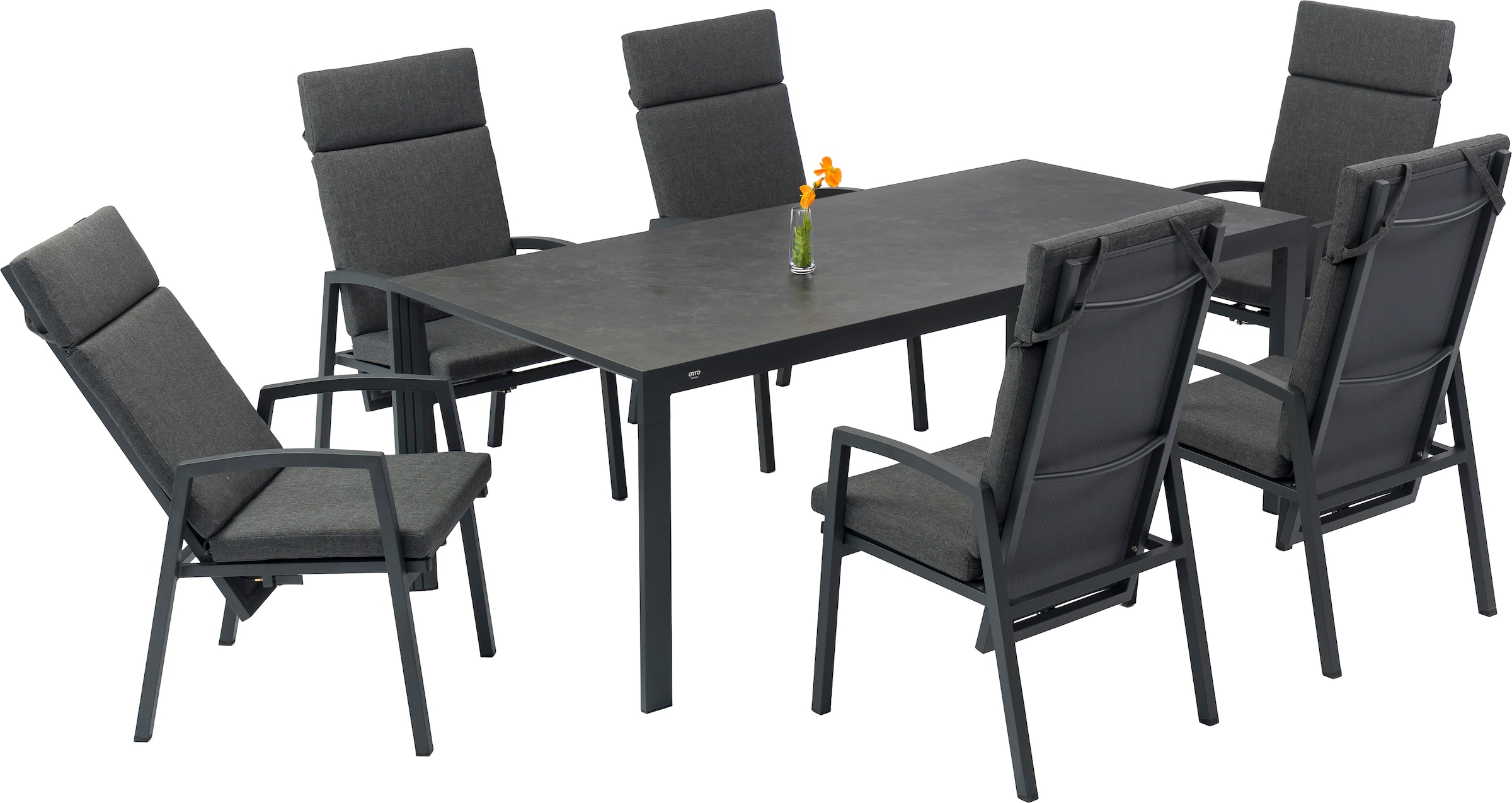 OTTO home Garten-Essgruppe »Maruja« Set, 6x Sessel, 6x Auflage, 1x Tisch, 13 tlg. bestehend aus 1 Tisch, 6 Stühlen und 6 Sitzauflagen