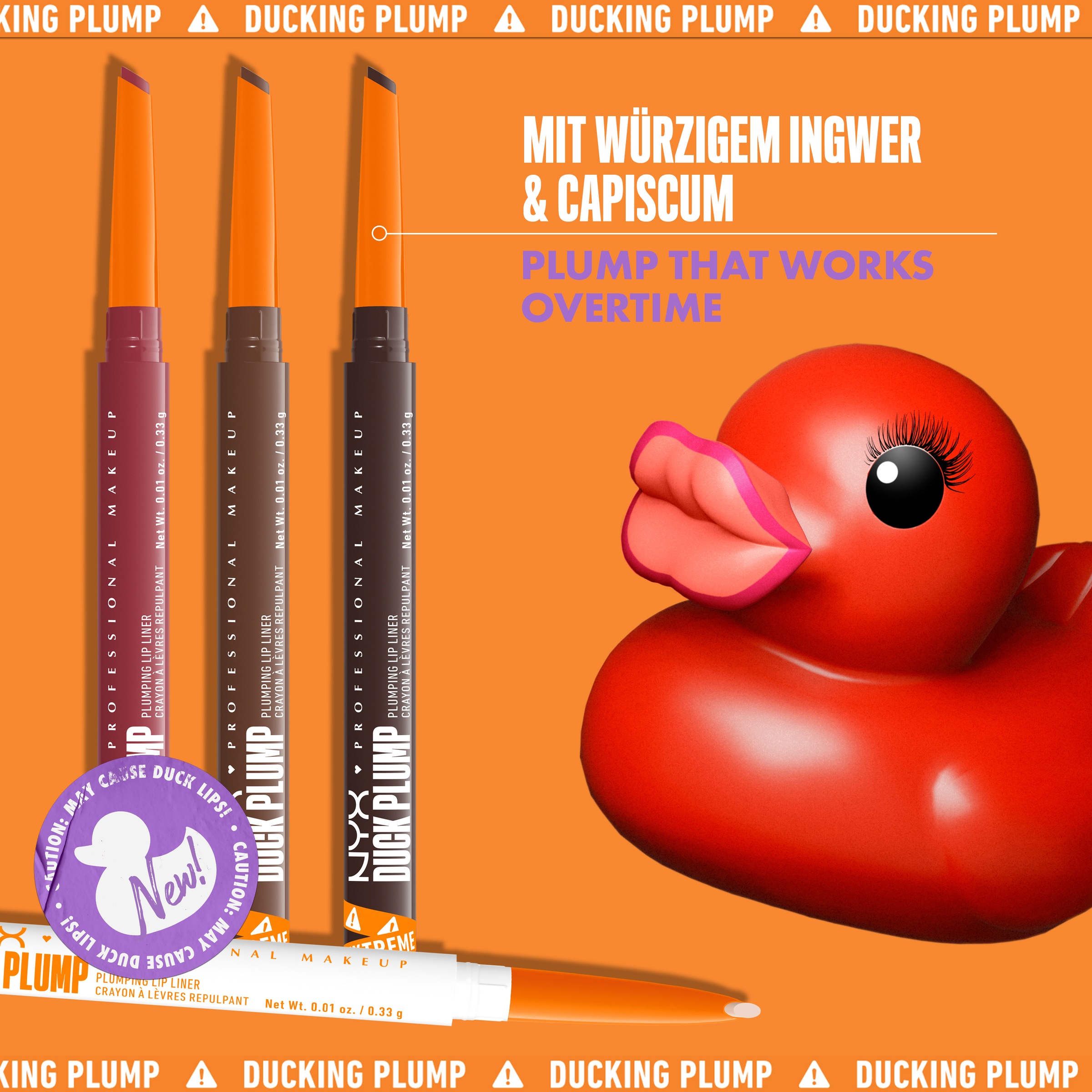 NYX Lippenstift »Professional Makeup Duck Plump Plumping Lip Liner Lippenkonturenstift«, Transparent, polstert die Lippen natürlich auf, angeschrägte Spitze.