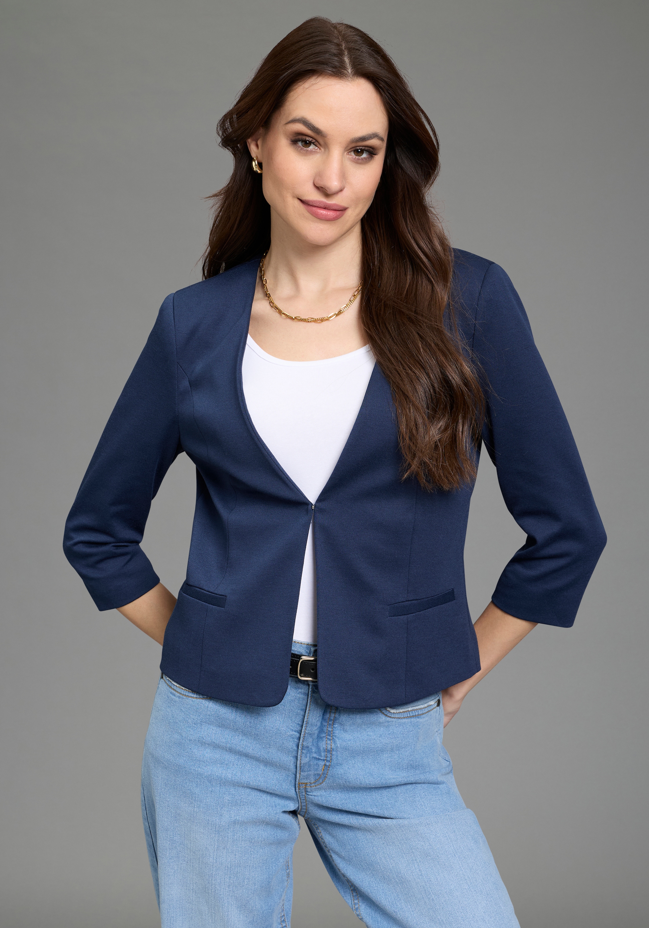 Laura Scott Kurzblazer aus elastischer Jerseyware, mit Hakenverschluss