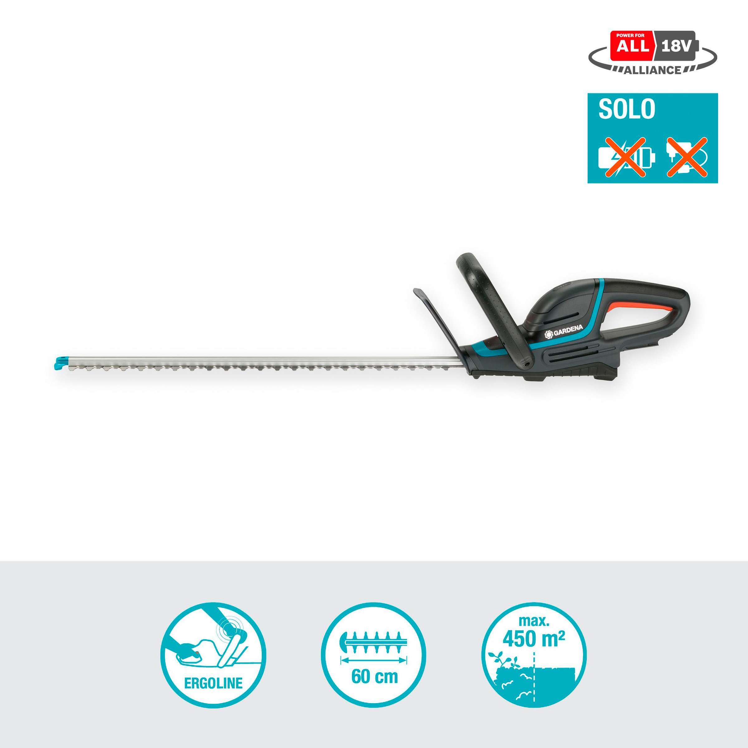 GARDENA Akku-Heckenschere »ComfortCut 60/18 V P4A solo«, ohne Akku und Ladegerät