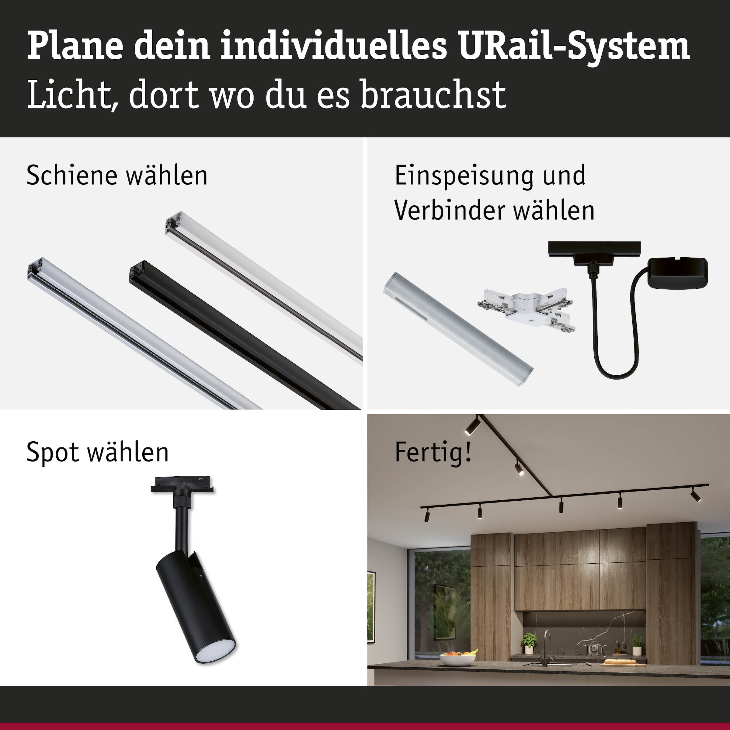 Paulmann Schienensystem-Leuchten »URail Spot Tubo 1x4W 2700-4000K 230V« LED-Modul 1 Stk. Farbwechsler Schwenkbarer Spot