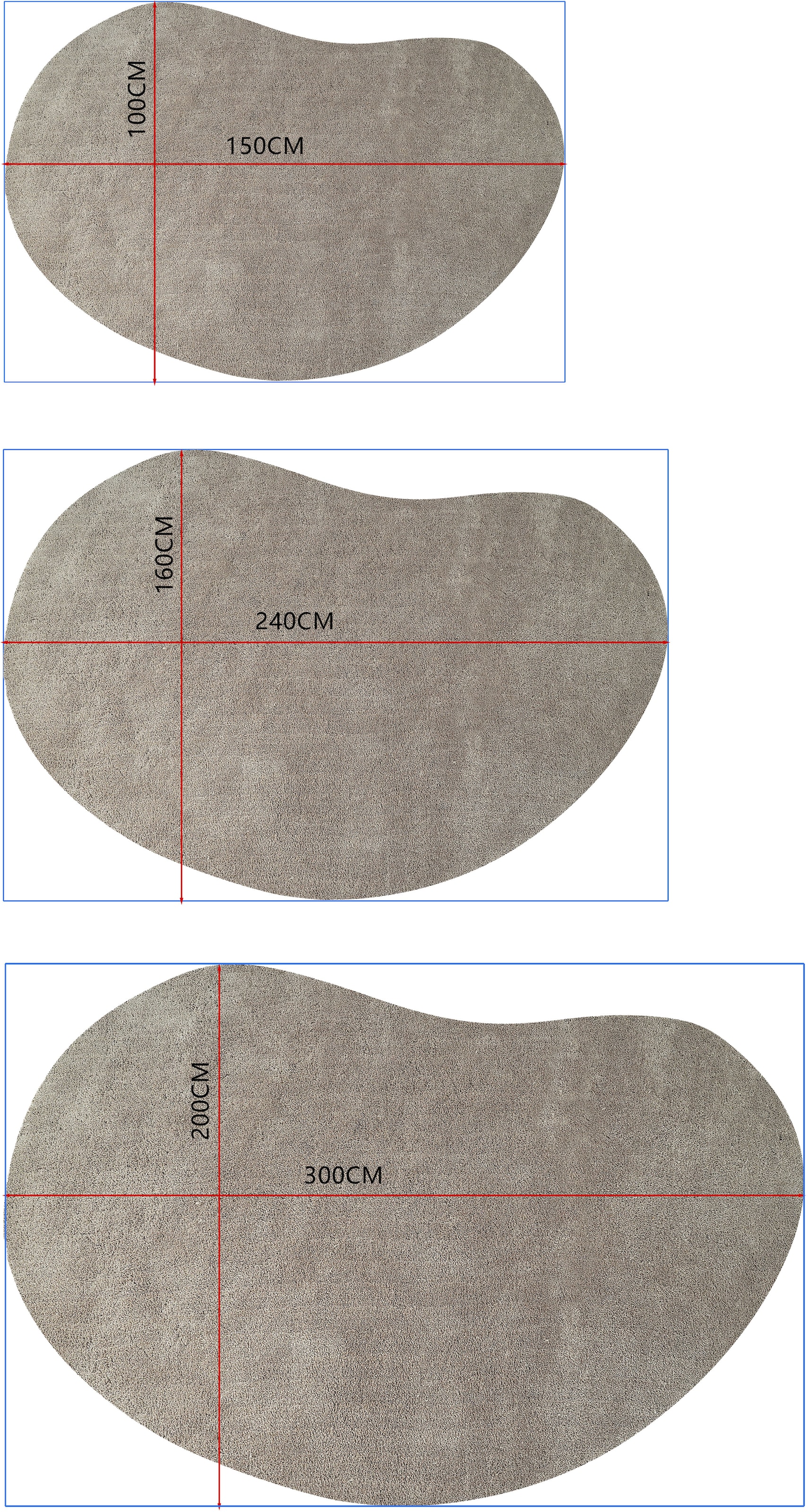 LeGer Home by Lena Gercke Hochflor-Teppich »Halrum, einfarbig, besondere Form, modern« organische Form, bean shape, kuschelig, Wohnzimmer, Schlafzimmer