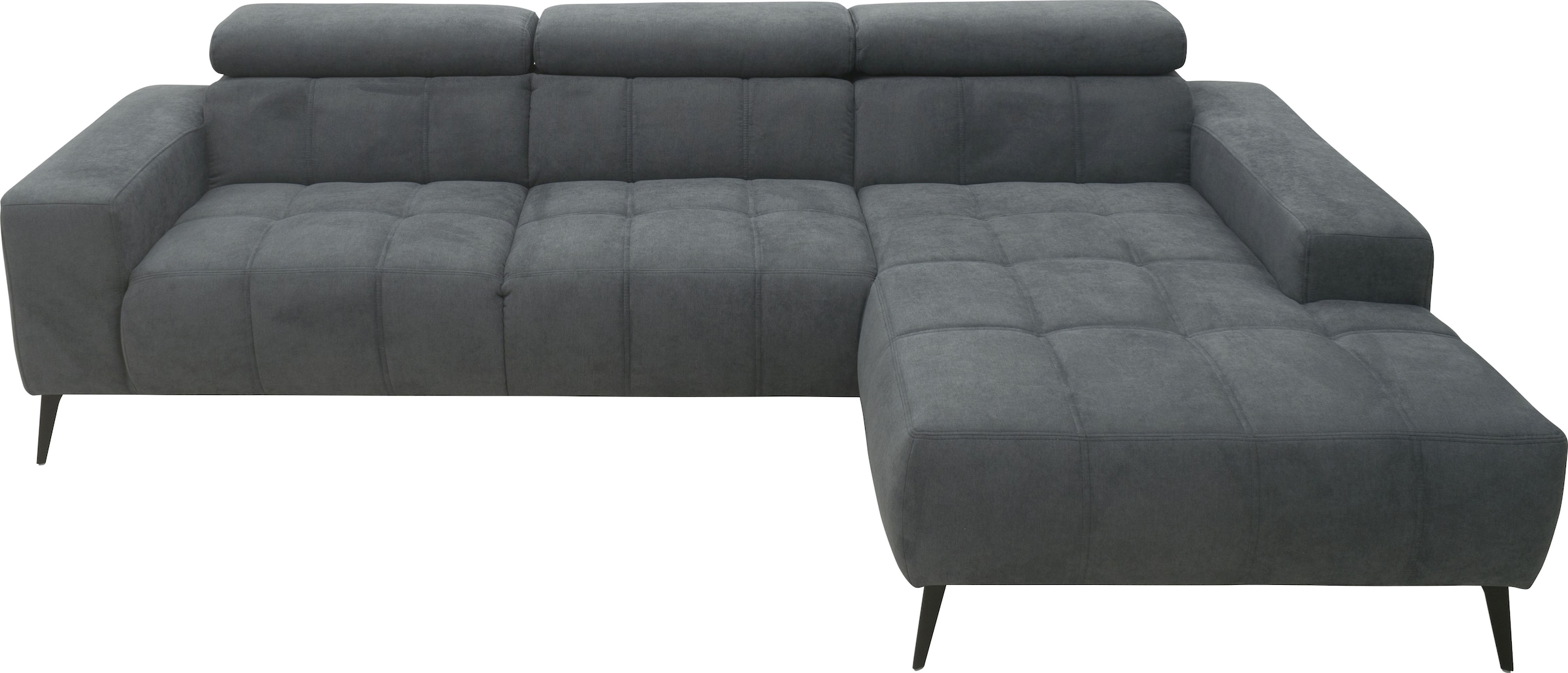 DOMO collection Ecksofa »Trento L-Form, mit Kufenfuß oder Einzelfuß«, wahlweise mit Kopfteilverstellung, Recamiere links/rechts bestellbar