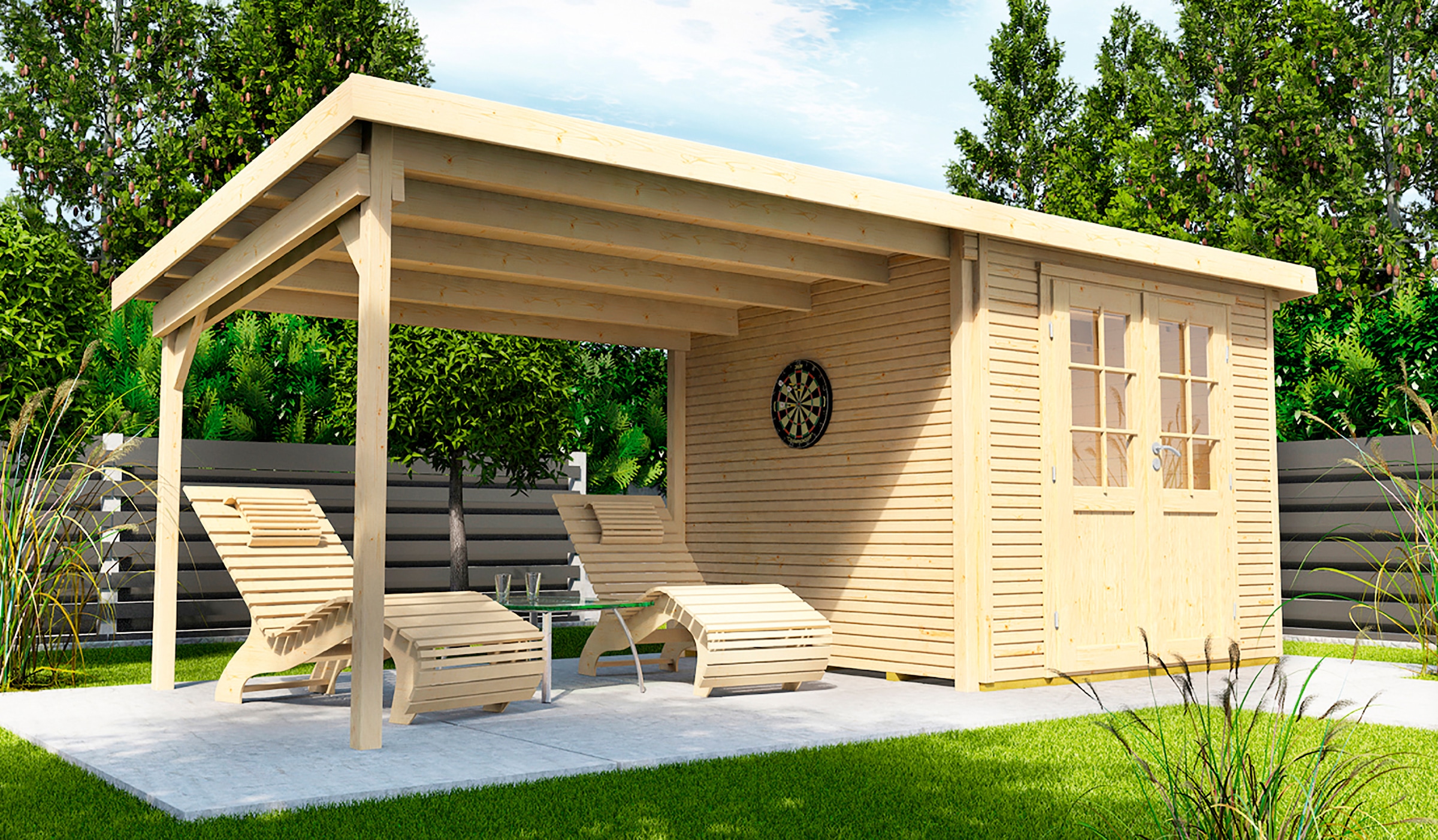 Wolff Gartenhaus »Pulti Softline 3024«, (Set)