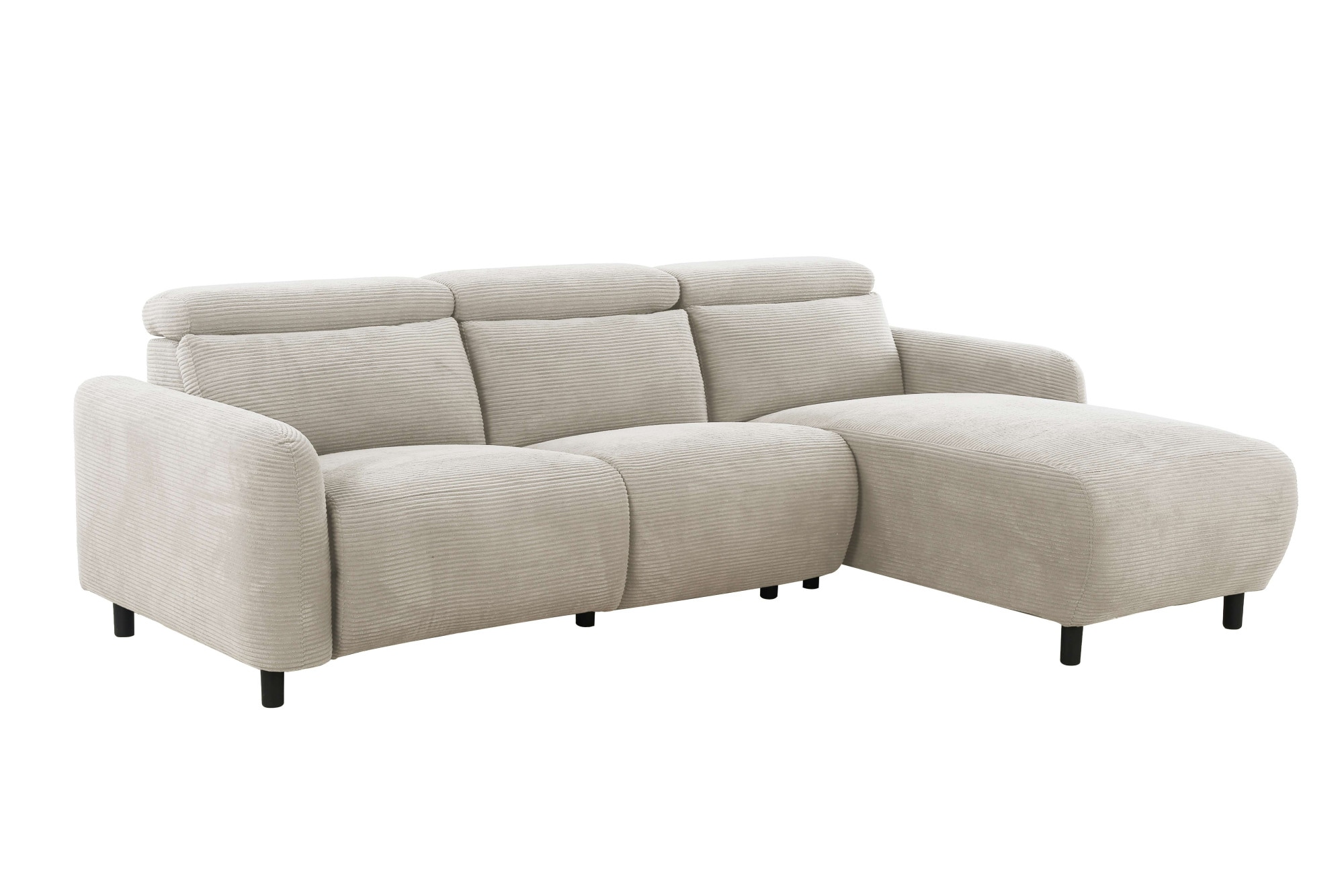 Home affaire Ecksofa »SKAANE in Cord, L-Form, 274 cm, manuelle u. elektrische Funktion,«, rundes Design, Kopfteilverstellung, Federkernpolsterung