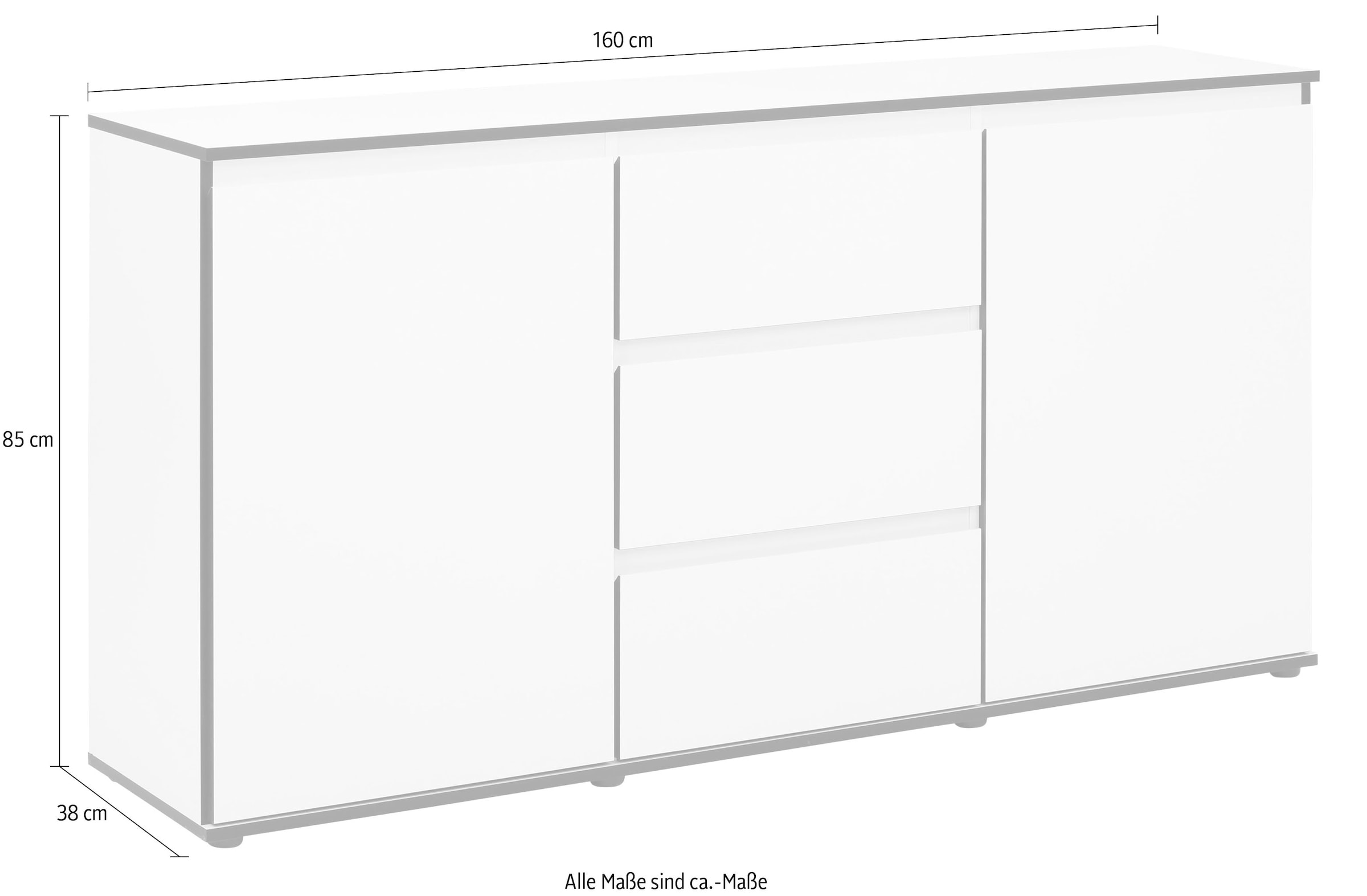HELA Sideboard »Ariana«, mit angeschrägten Griffmulden, Breite 160 cm