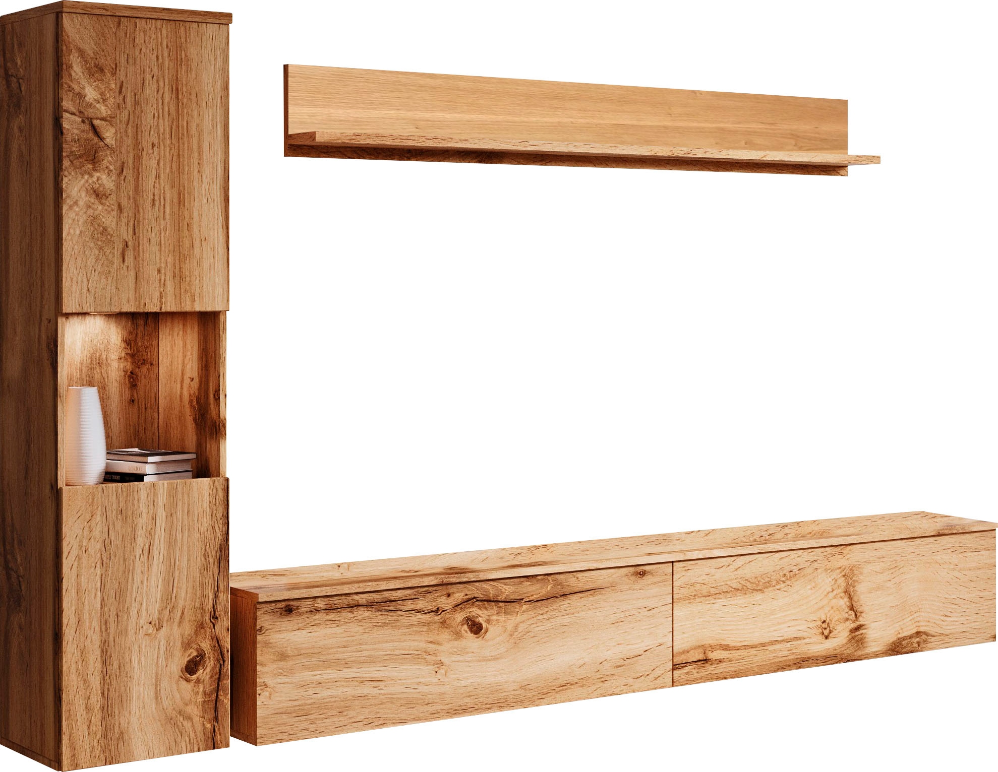 INOSIGN Wohnwand »PARIS«, (Komplett-Set, 3 St.), TV-Wand 220cm breite, grifflose Design, stehend und hängend montierbar